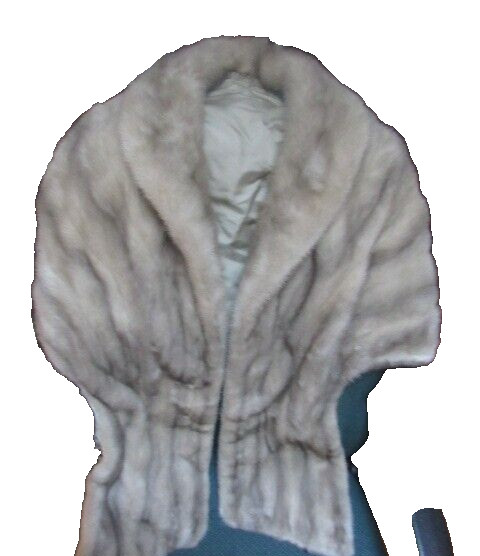 Vintage 50’s Cerulean Mink Fur Convertible Cape Stole Silver Gray Nice!