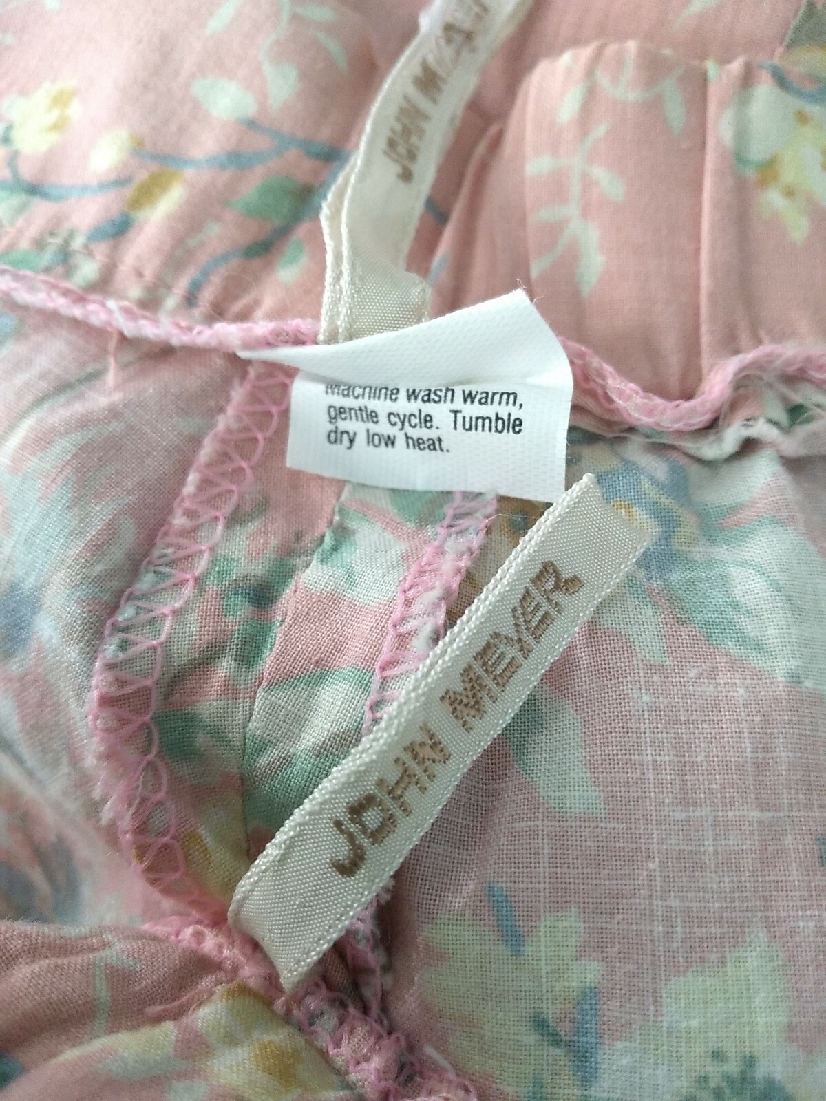 VTG John Meyer Skirt Pink Floral Cottagecore Pockets Elastic Back 29-30″ Waist
