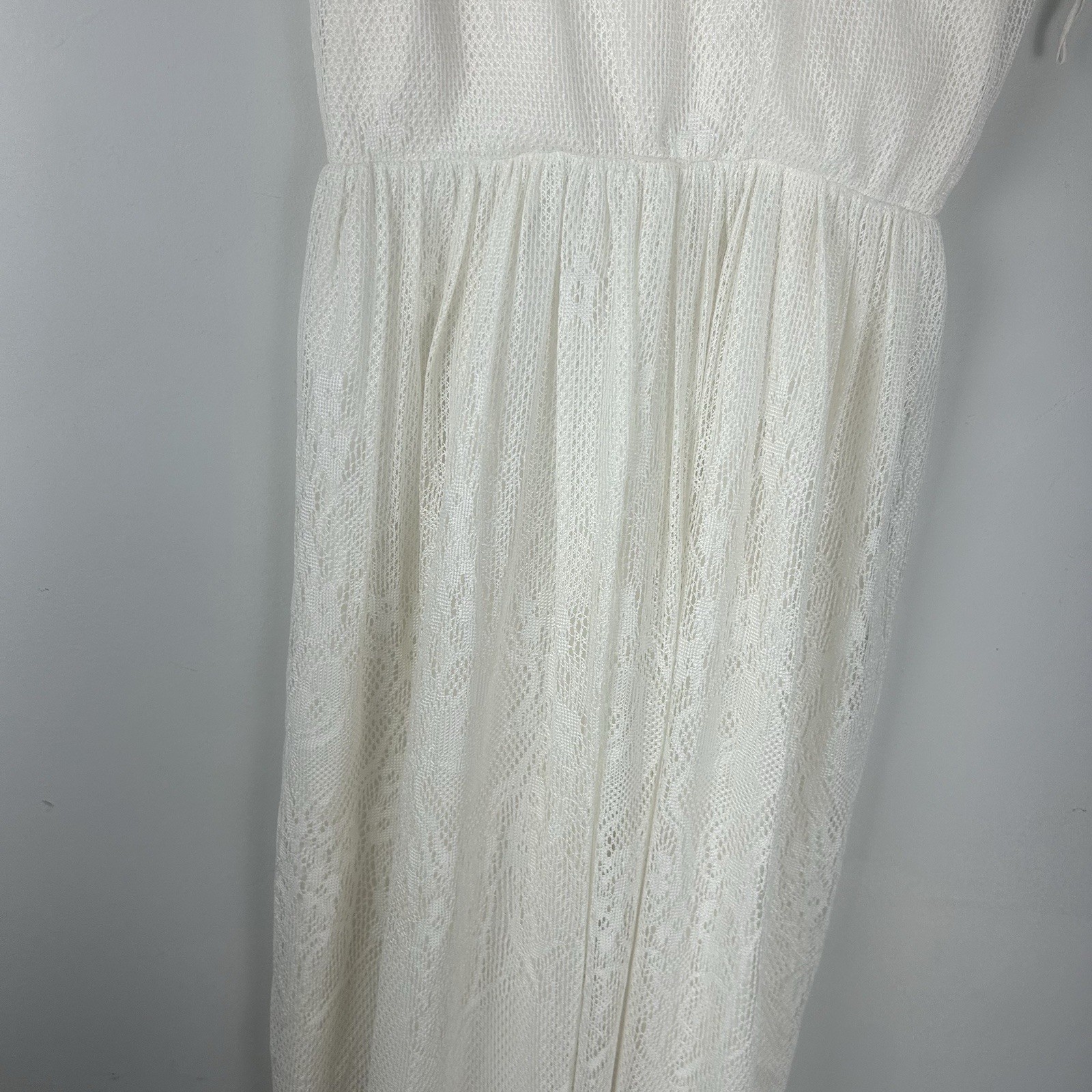 Vintage Dress Party Prom White Lace Wedding Tea Dress FLAWED Sz 5/6 Cap Sleeve