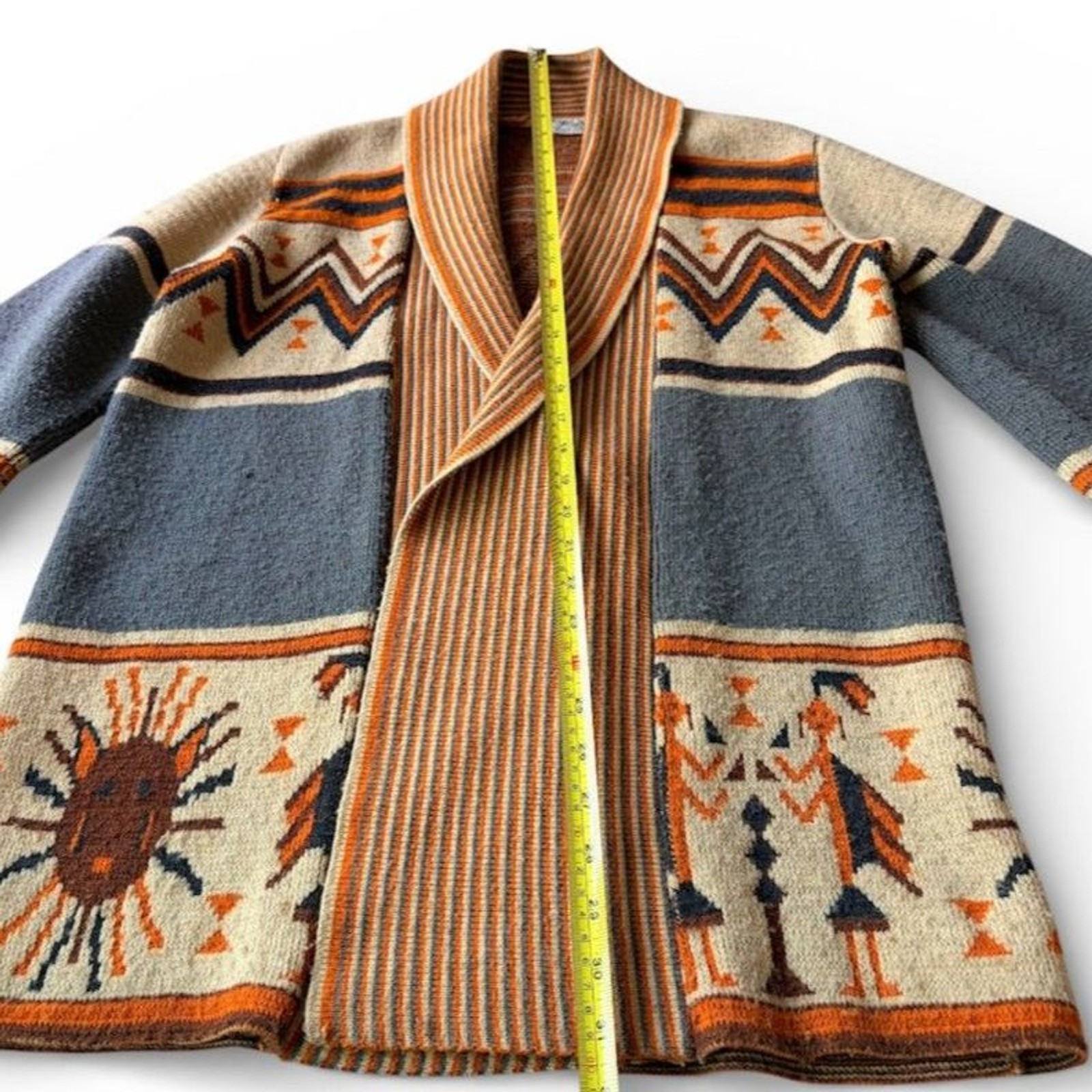 Vintage Sabra Wintuk 70s Cardigan Sweater Southwest Aztec Tribal Boho S/M