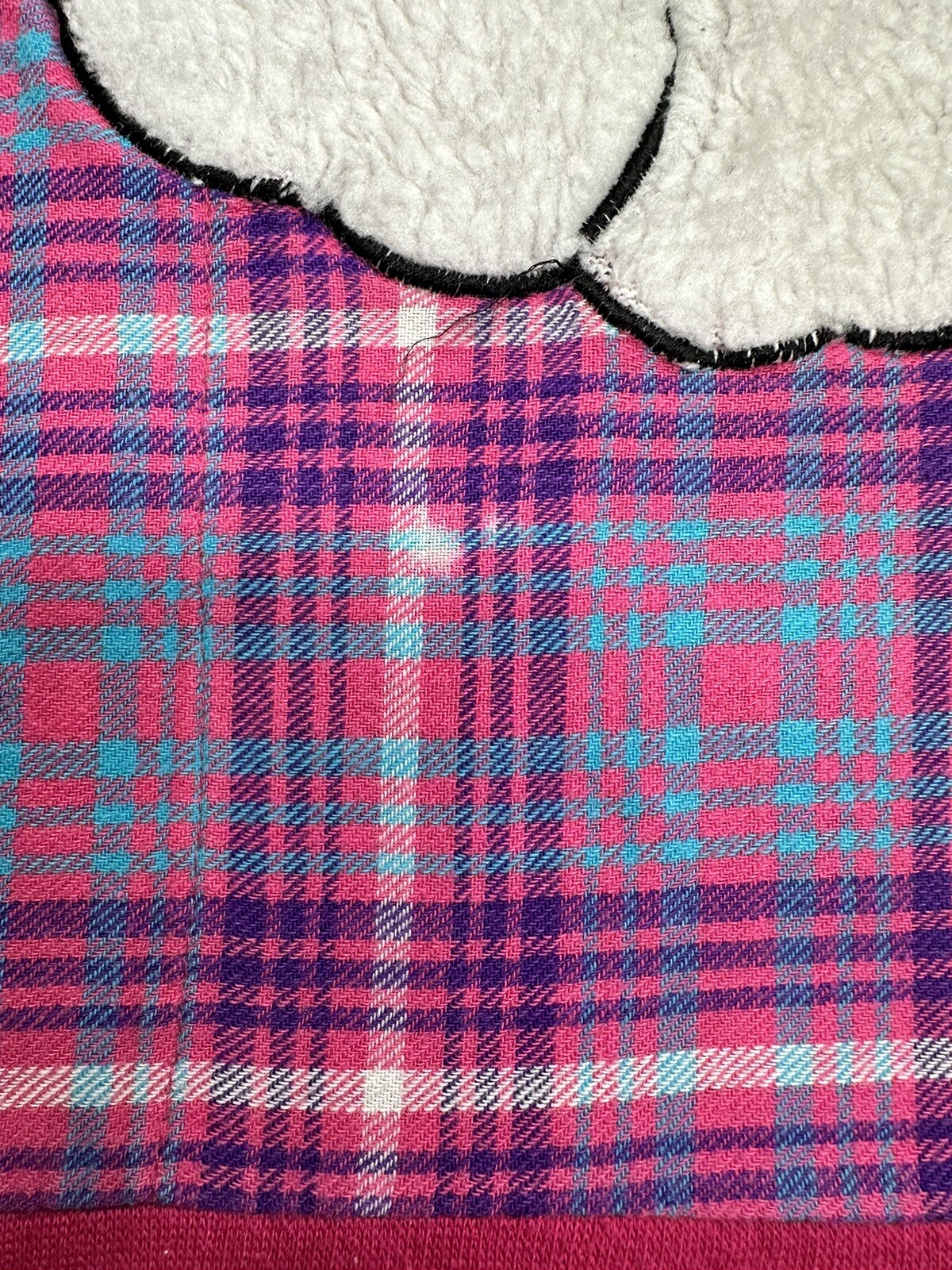 VTG 80s/90s Beth Micheals Pink & Plaid Long Sleeve Fuzzy Cat Nightgown Size M/L