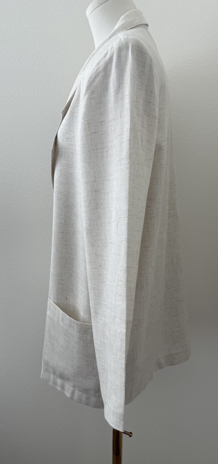 Vintage Sag Harbor Beige Neutral Tone Oatmeal Linen Blazer Size 12 Large **