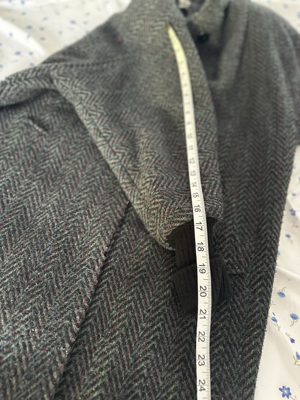 VTG 80s Donnybrook Sz10 ILGWU Gray Speckled oversized herringbone Long wool coat