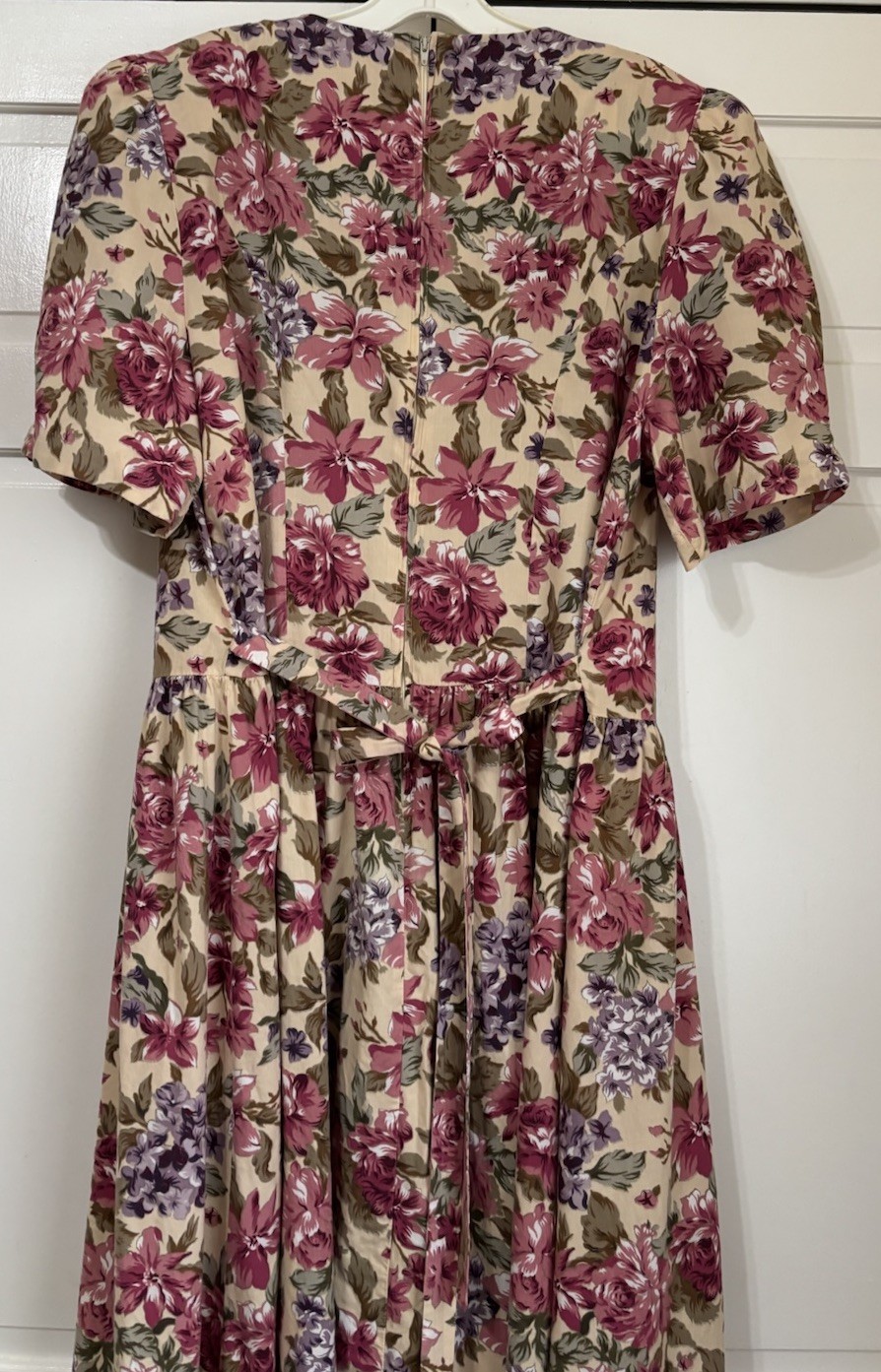 Vintage Floral Lace Collar Midi Dress~ Sz 12/14? Tea Garden Party COTTAGECORE