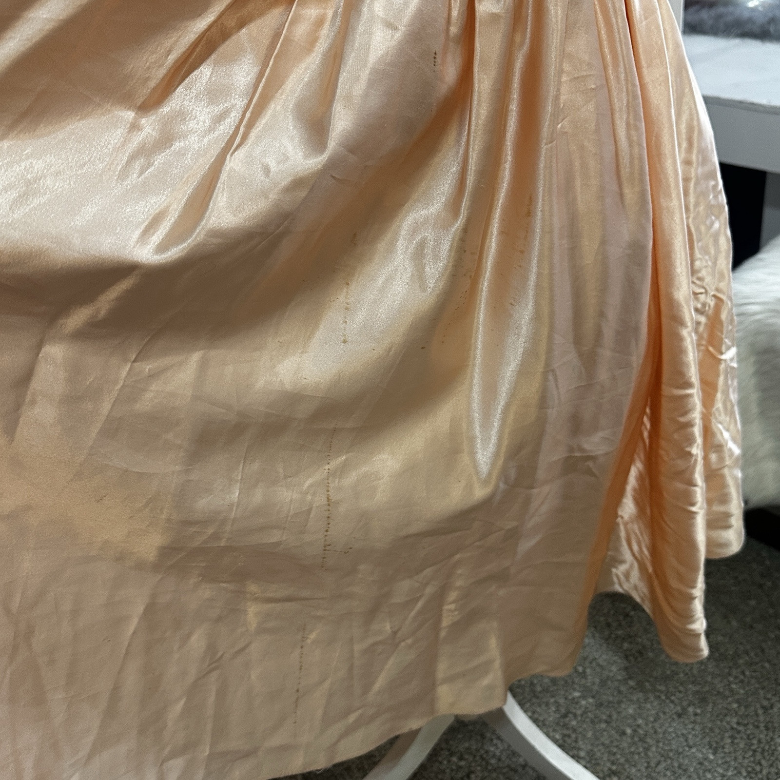 Vintage 80s Does 40s Liquid Satin Prom Party Dress Fit & Flare Peach Pink XS