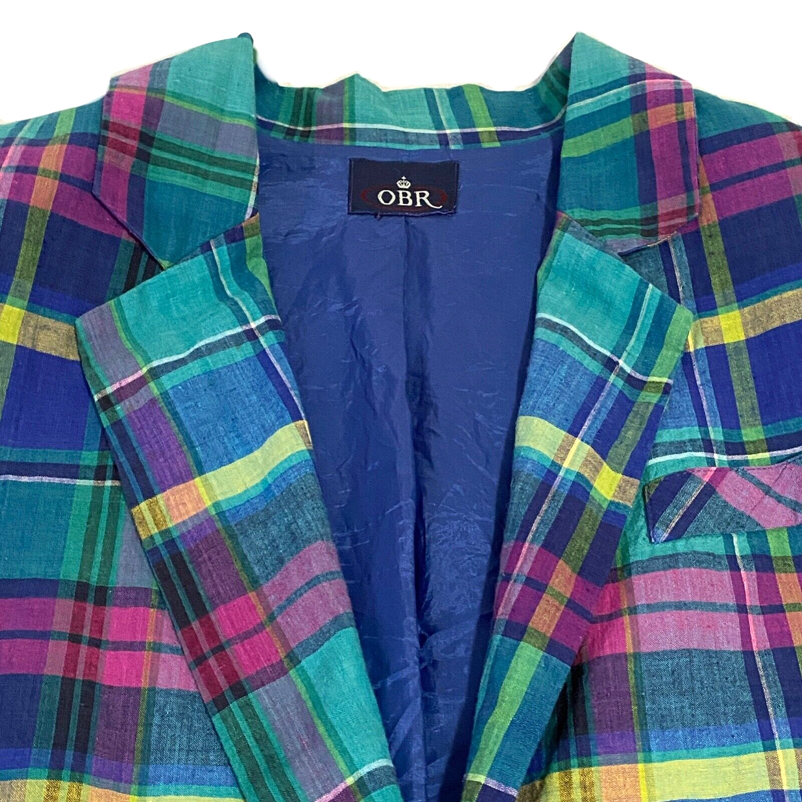 Vtg Plaid Jacket Blazer Chest 40in. Preppy Madres Sporty Academia OBR Summer d