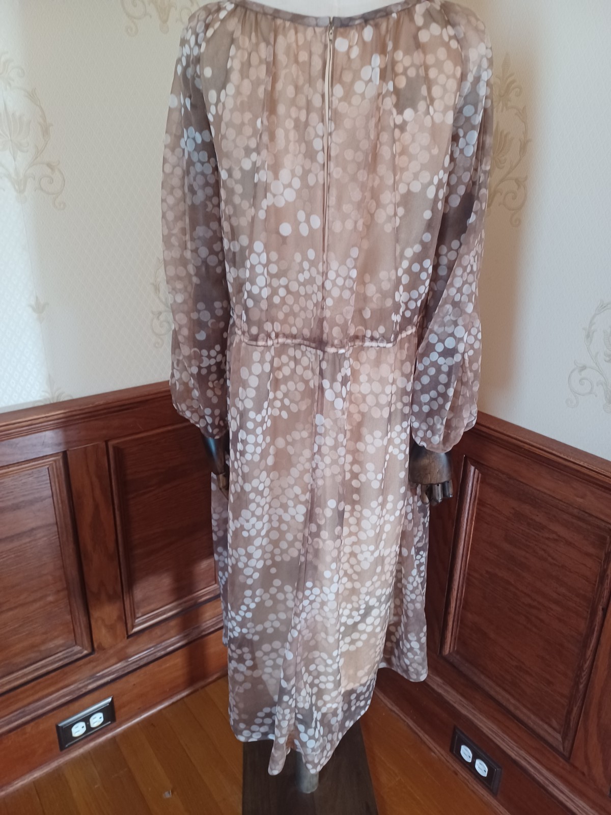 Vintage 1970s Solo San Francisco Brown and White Boho/Ethereal Midi Dress