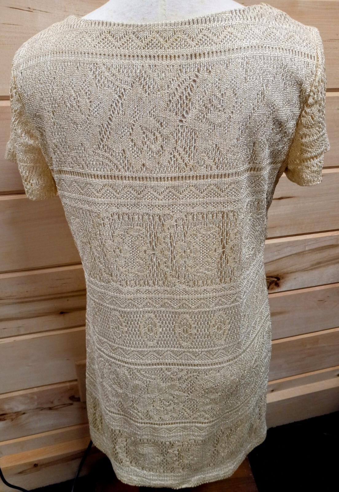 Vtg. Giorgio Saint Angelo Cream & Gold Sheath Dress Size 7/8. #A