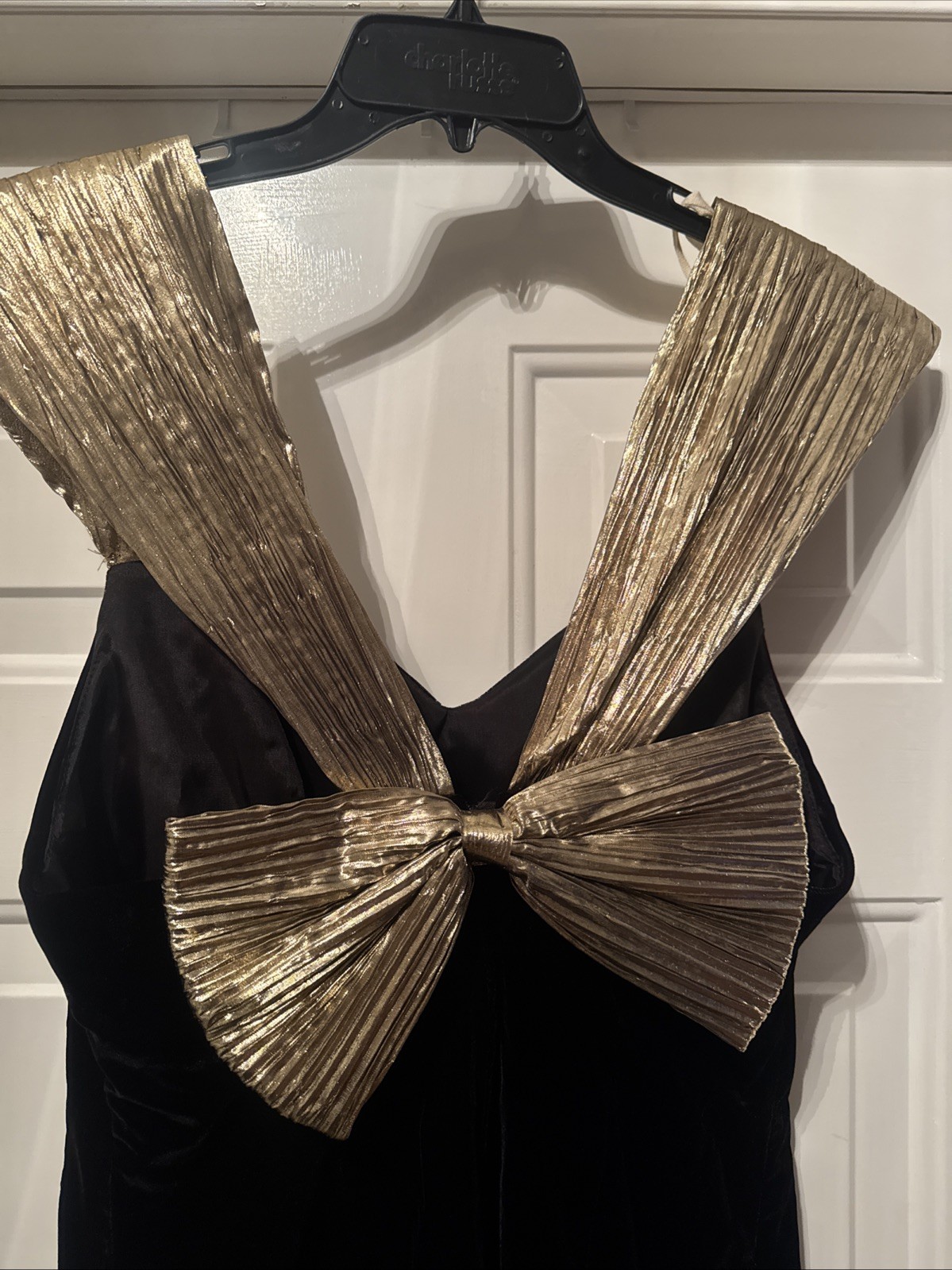 VTG Jessica Howard By Mitchell Rodbell Stunning Velvet Dress Gold Trim Size 10