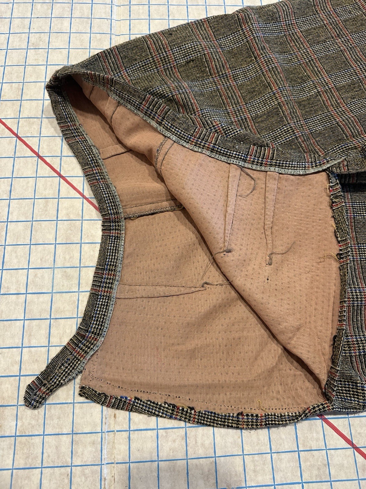 Vintage 1950s Nylon Wool Pants Women’s Tailored High Waist Glen Check Plaid