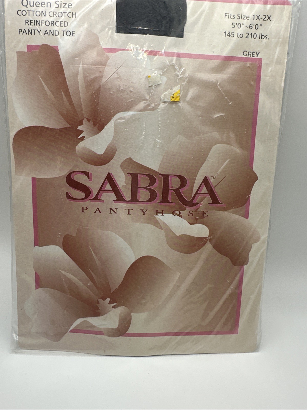 Sabra Size 1X-2X Pantyhose Gray Grey Reinforced Panty Sheer 100% Nylon NIP