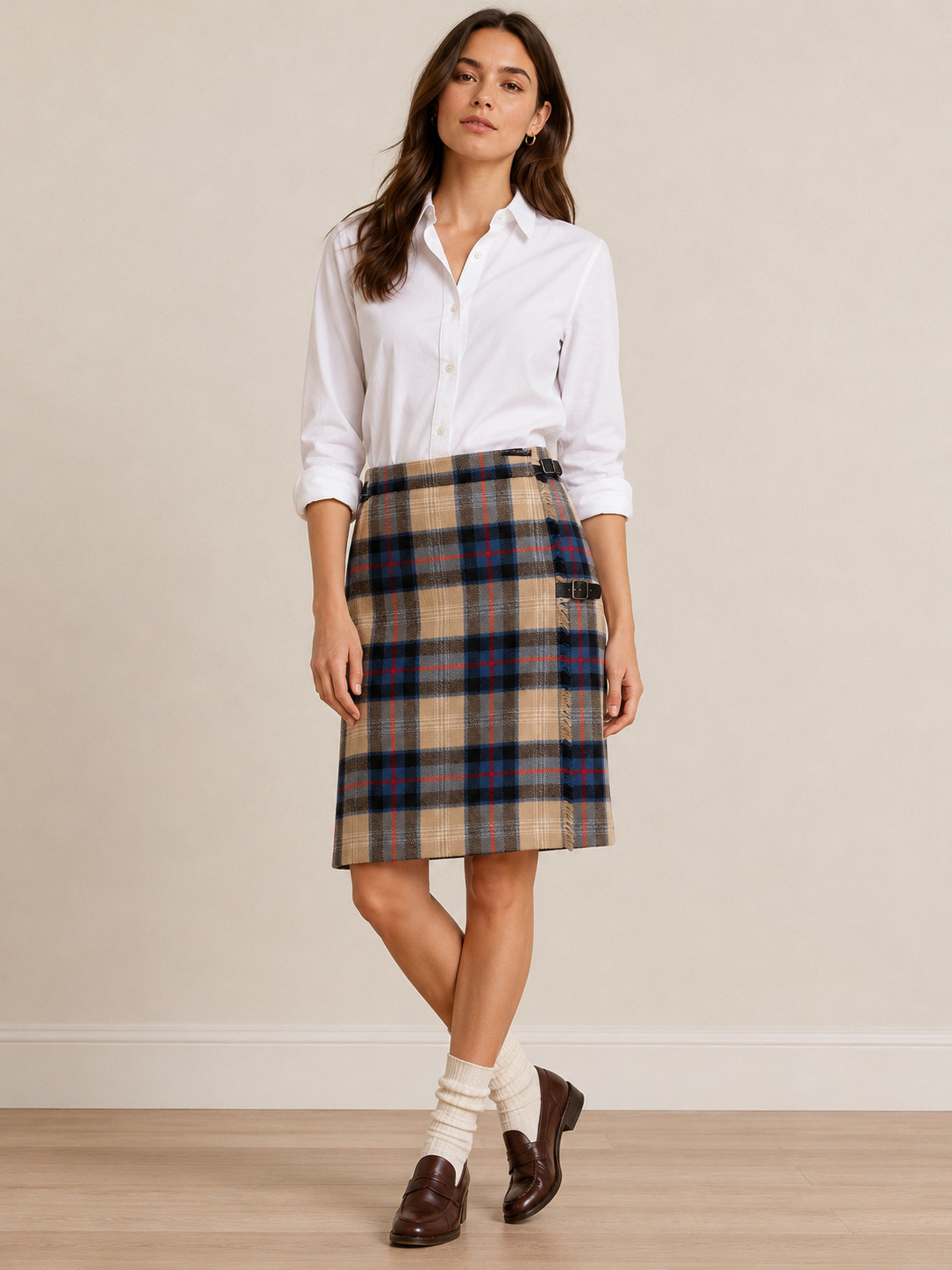 Vintage James Dalgliesh Wool Tartan Plaid Scottish Kilt Skirt UK 12 US 8 Preppy