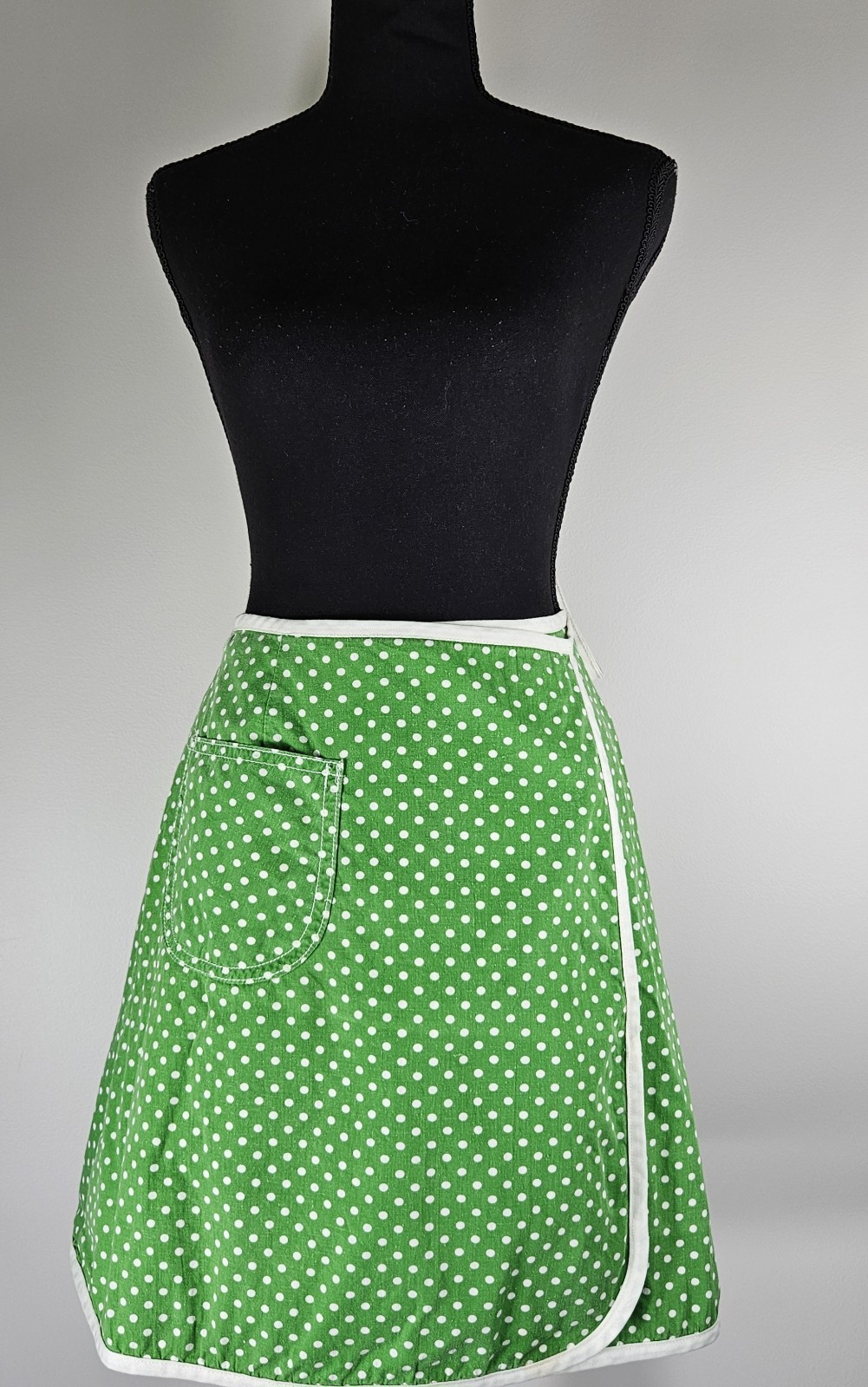 RETRO VINTAGE 1970S AUSTIN HILL *REVERSABLE* WRAP SKIRT GREEN POLKA DOT/ STRIPES