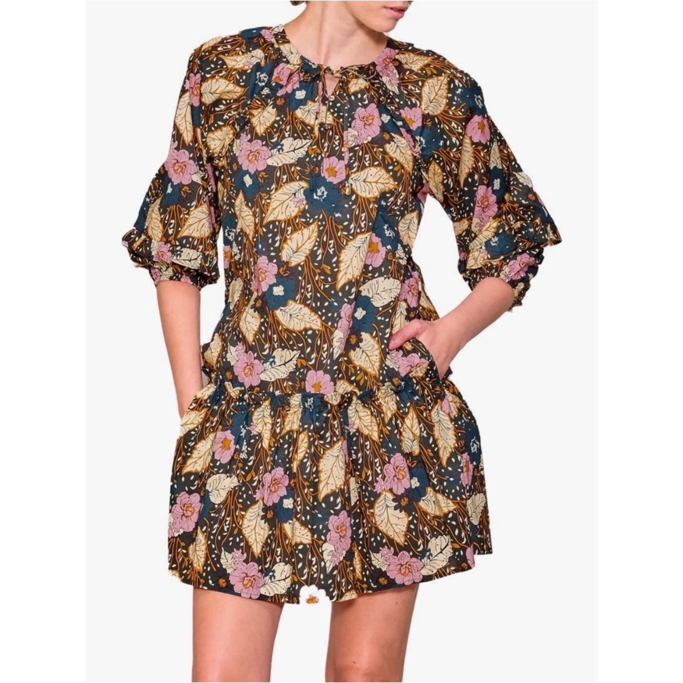 Anthropologie Melloday Print Poplin Babydoll Dress. NWT. Size Large
