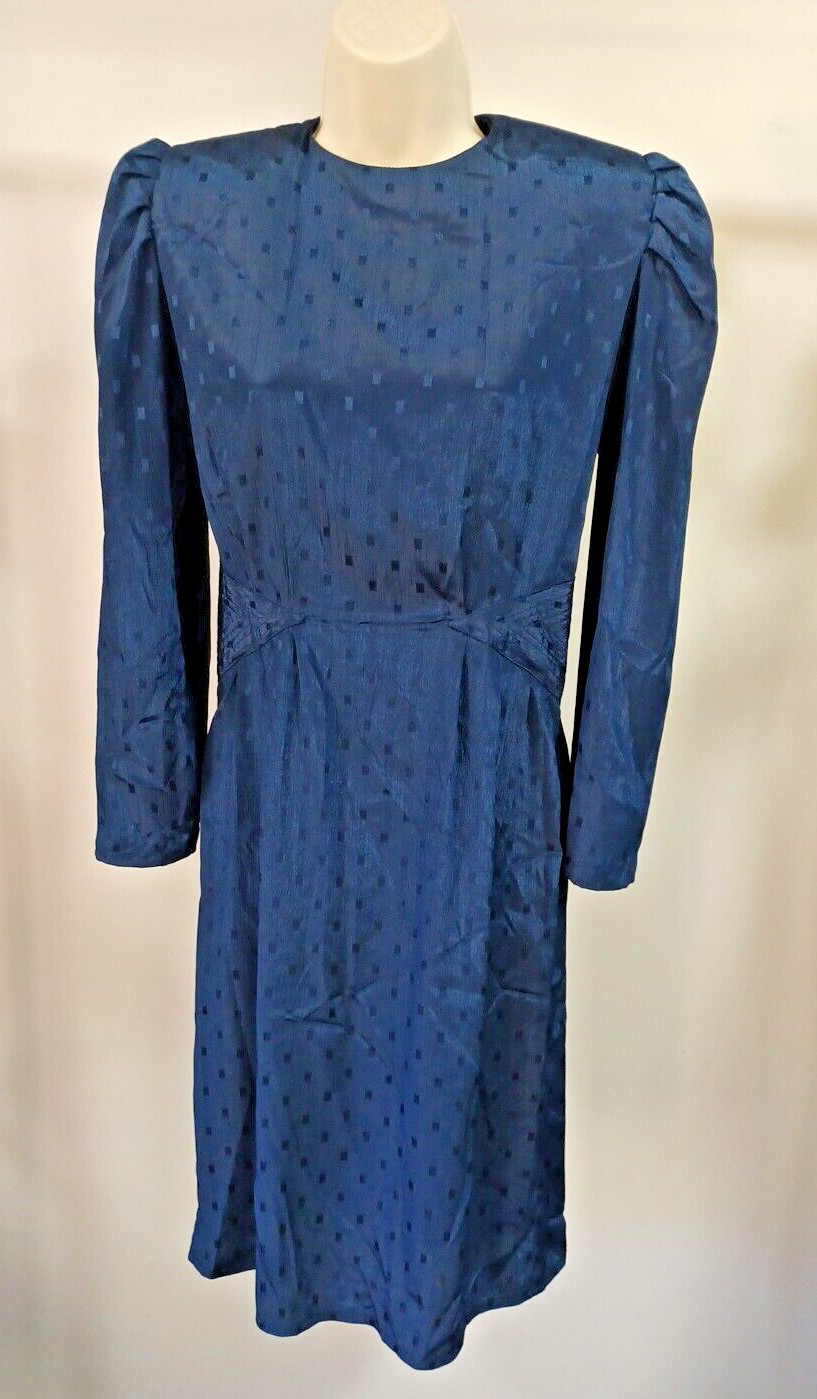 Vintage 80s Dim The Lights Petites Navy Dress Size 6