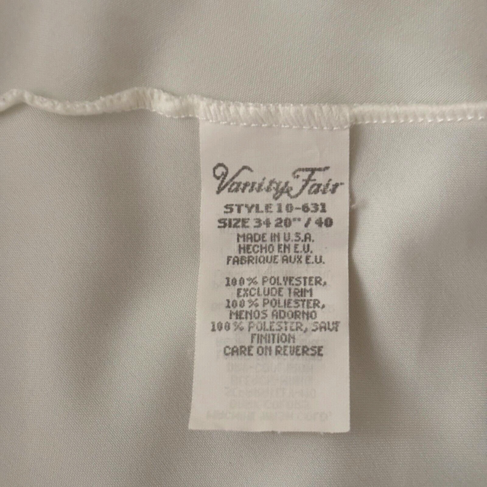 Vintage Vanity Fair Ivory Full Dress Slip 34 Classic Simple Elegance Grannycore