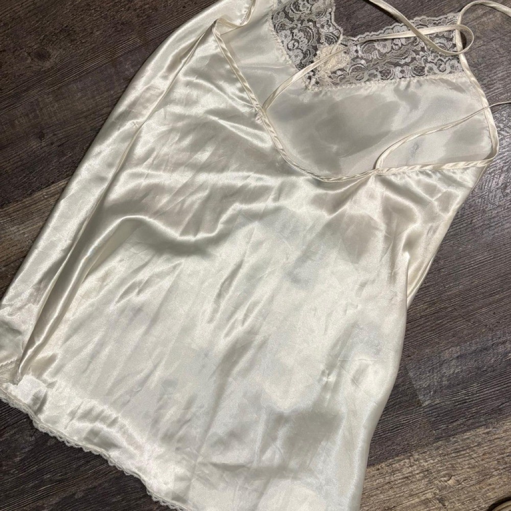 Vintage Soft moments new york Cream lace slip dress with adjustable straps