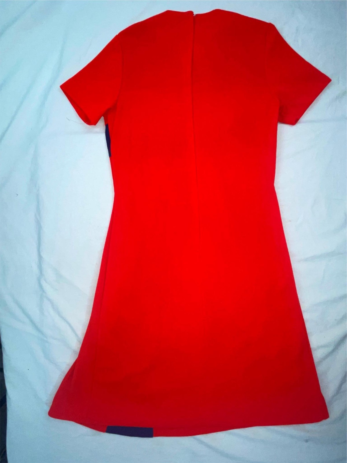 VTG 60S 70S WOMENS S RED BLUE STRIPE ACRYLIC DISCO RETRO GOGO MOD DRESS