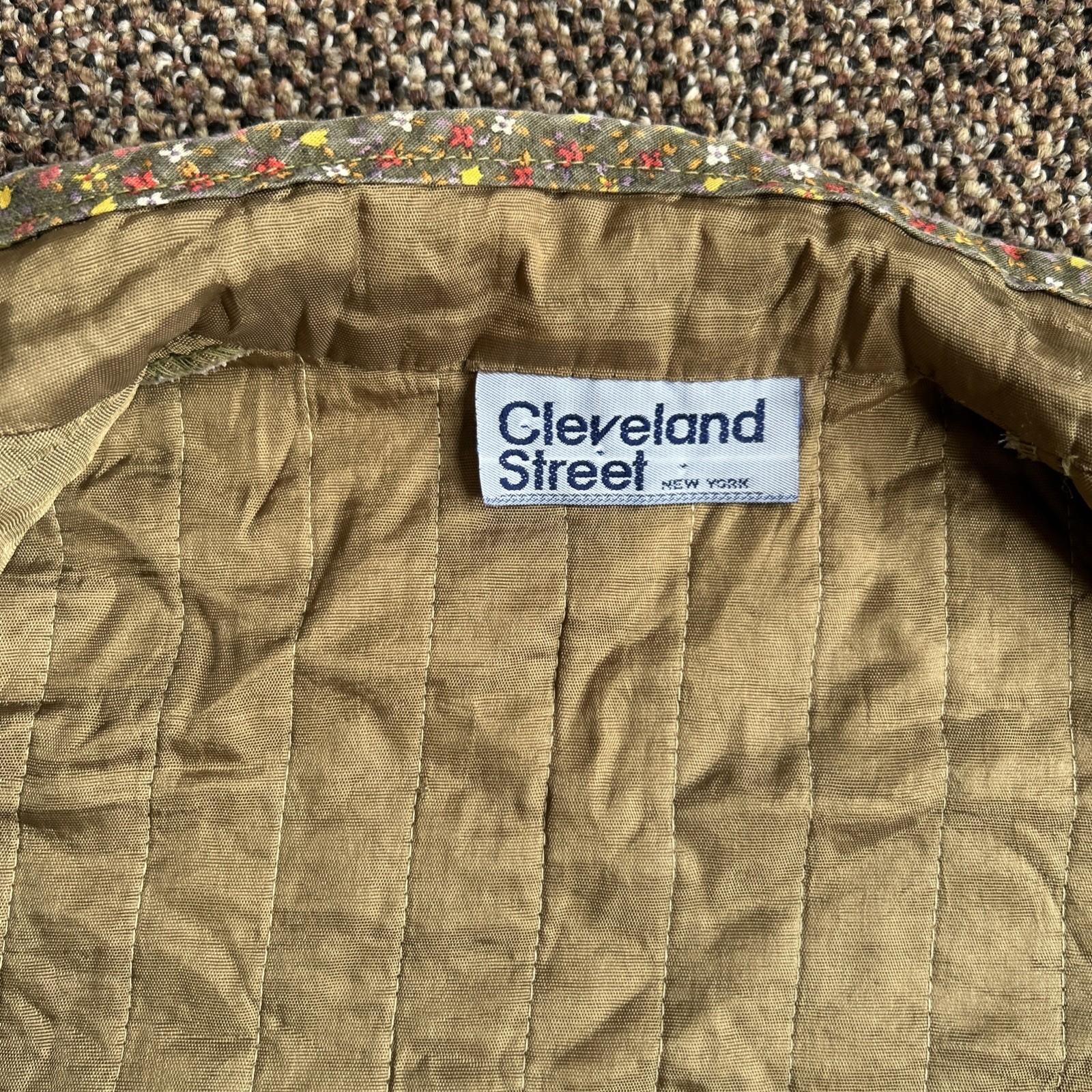 Vintage 70s Cleveland Street New York Quilted Crop Jacket Green Floral Size S 9