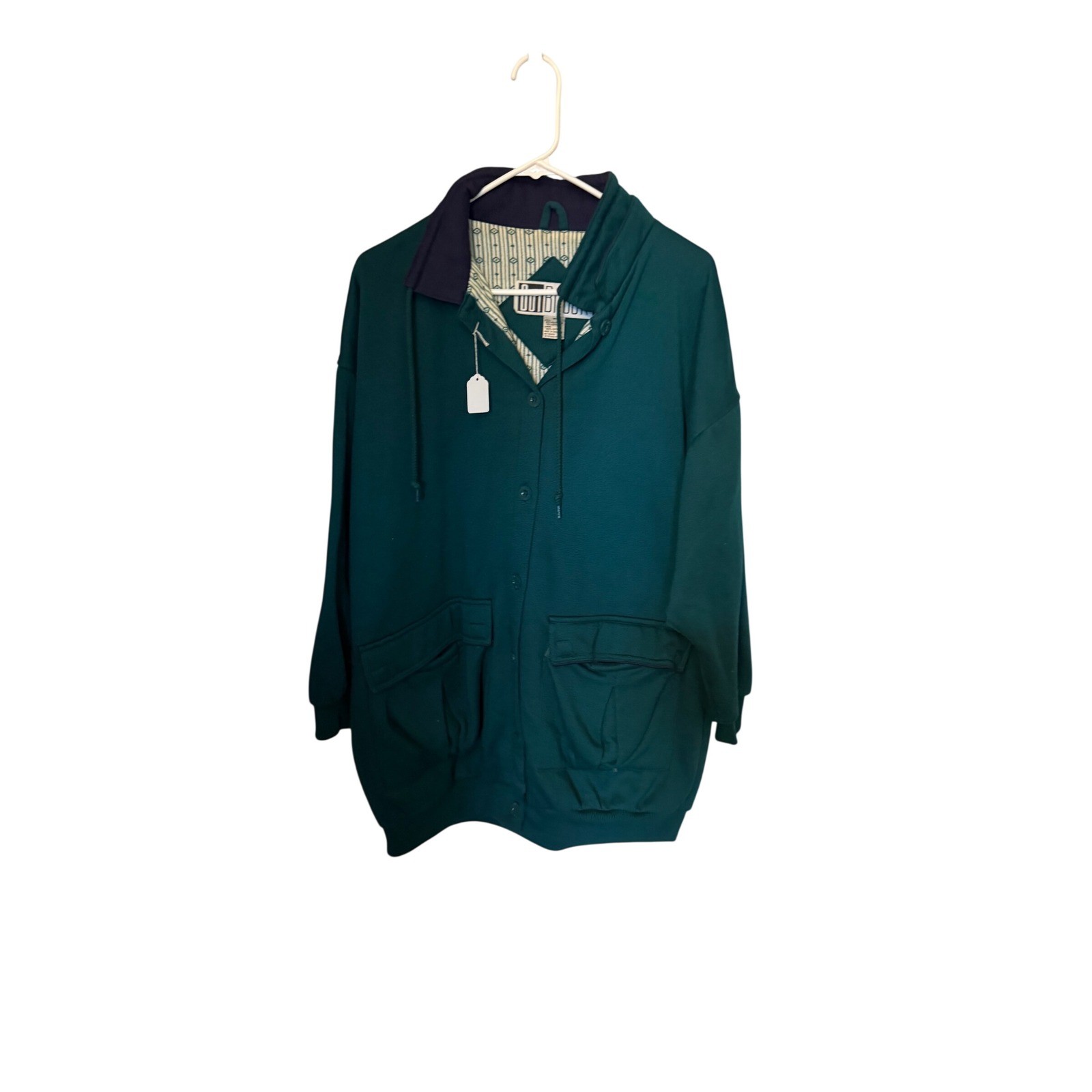 Vintage Outbrook Forest Green Snap Front Fleece Jacket Womens Medium Oversized