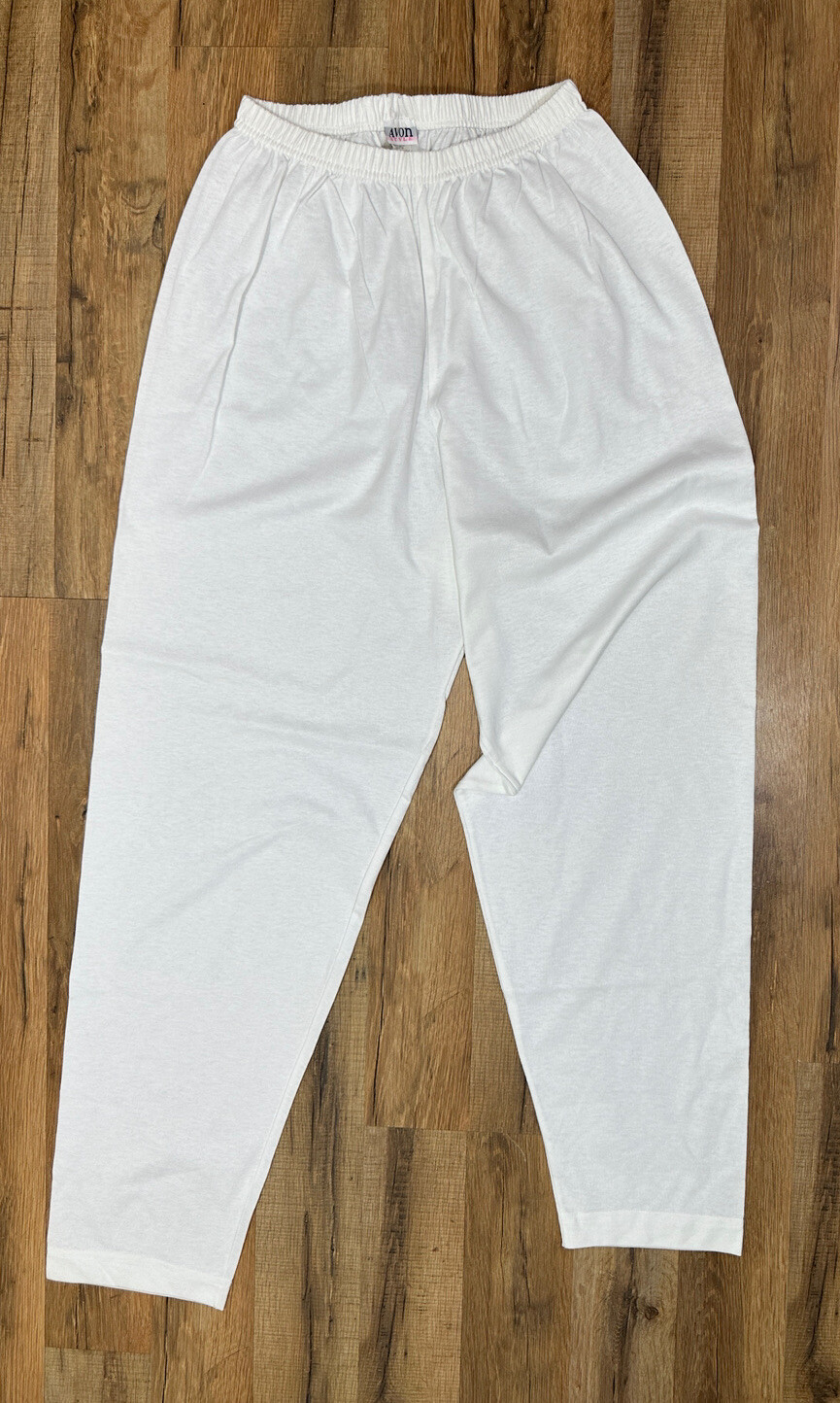 Vintage Avon Style 90’s Elastic White High Waist Cotton Blend Pants Large Comfy
