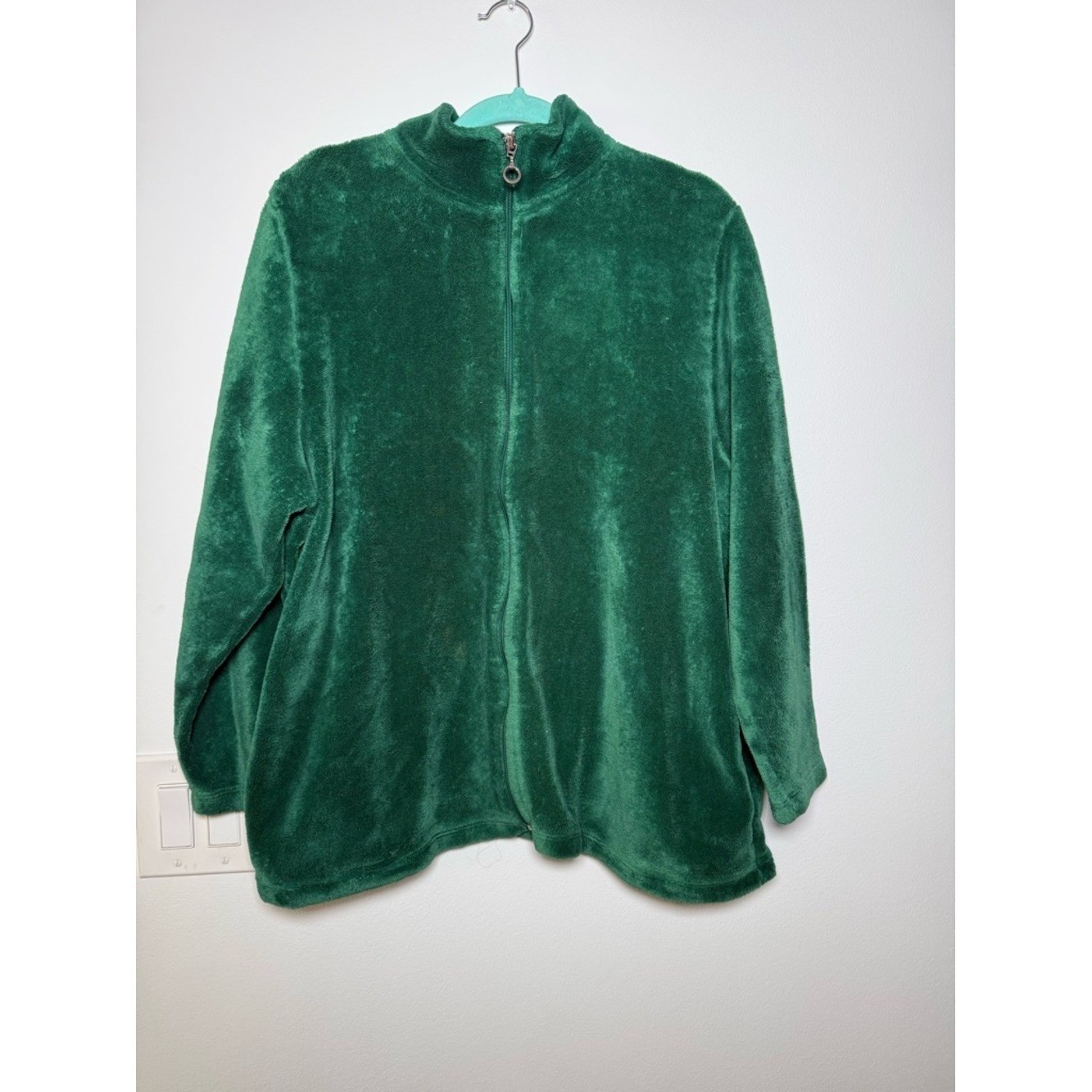 Vintage Catherines Plush Forest Green Zip-Up Jacket