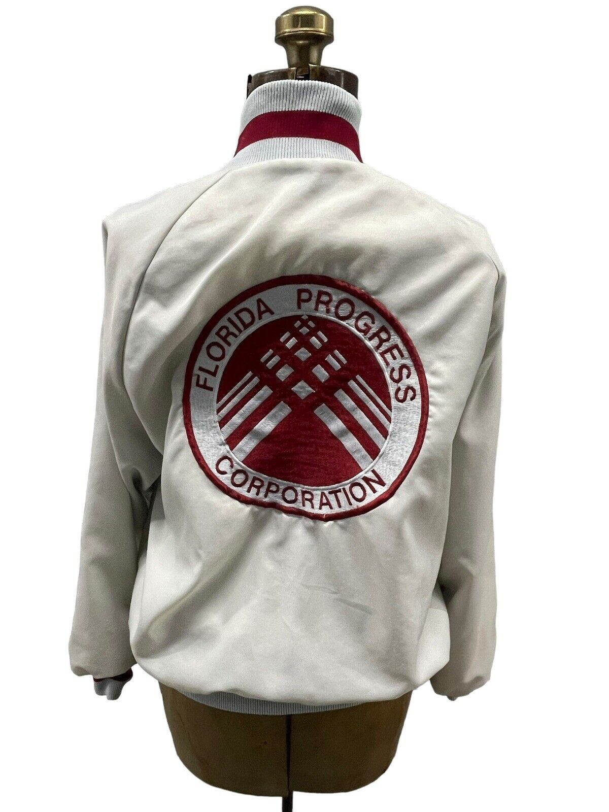 Florida Power Team Progress Vintage Coaches Jacket White Red Nylon Medium 70’s