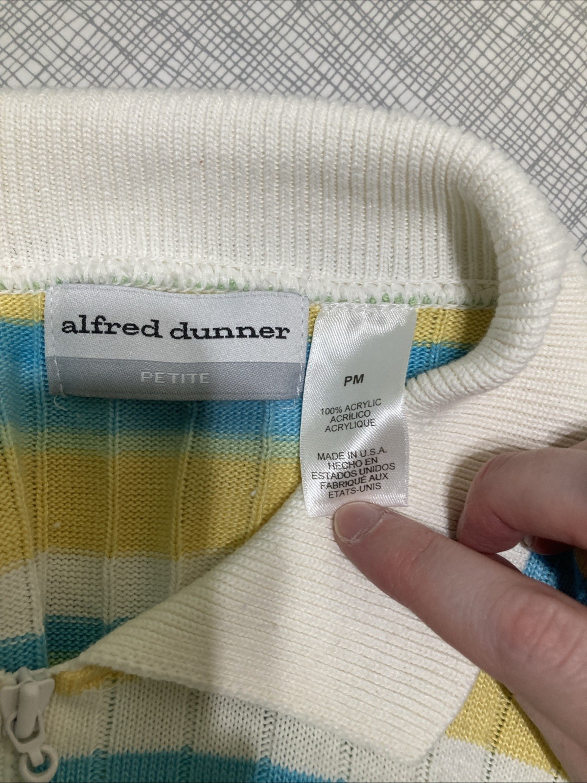 Vtg 80s 90s Alfred Dunner Striped Knit Polo Top USA Made Coastal Grandma Pastel