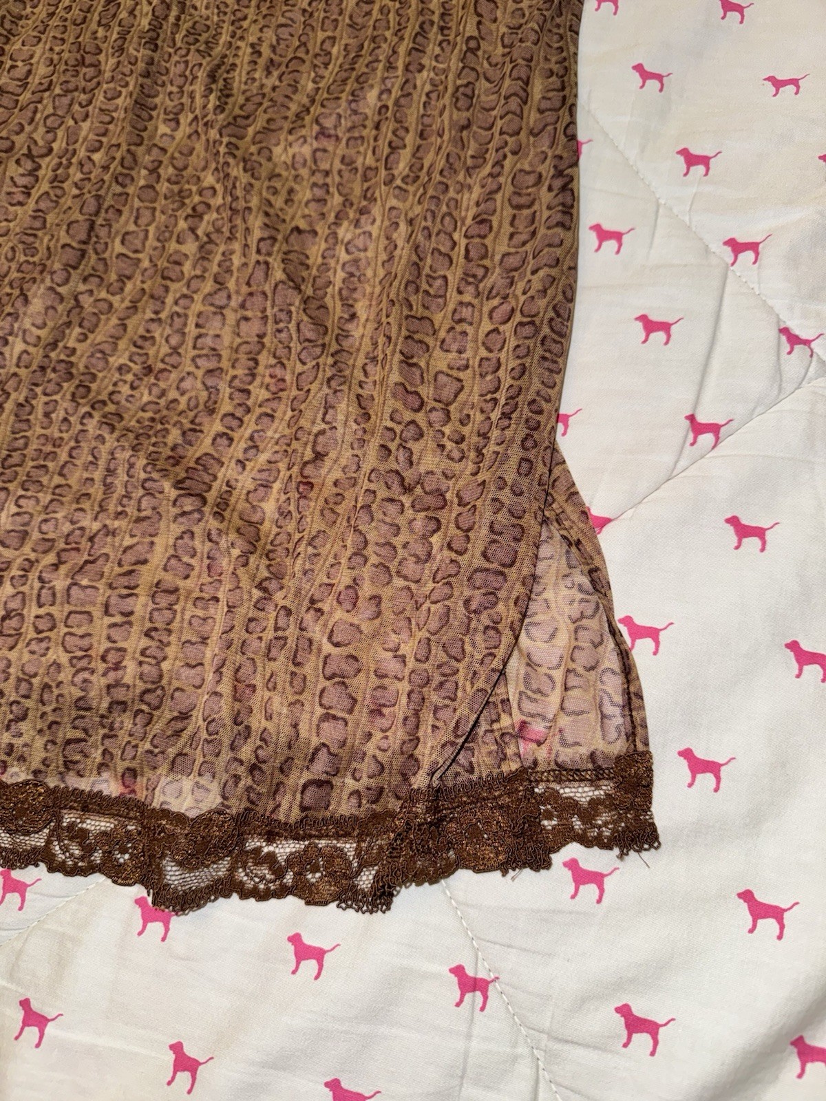 VICTORIA’S SECRET VINTAGE SHEER BABYDOLL DRESS SET W/ THONG LEOPARD CHEETAH HTF