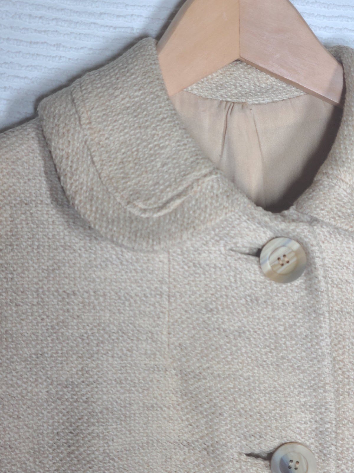 Vtg 1960s Tweed Women’s Coat Mod 100% Wool Silk Lined Medium Davidow Beige Tan