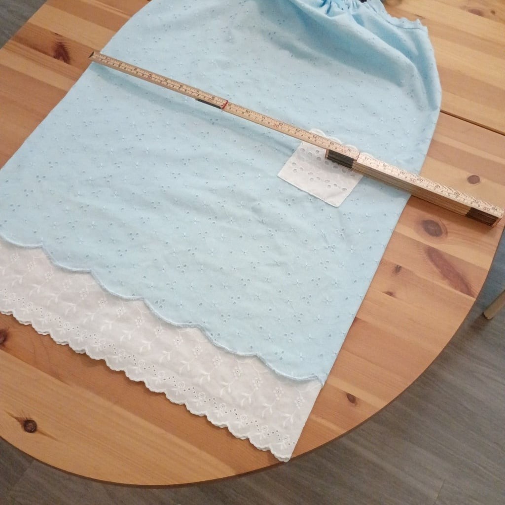 Vintage Light Blue Cottagecore Cotton Eyelet Nightgown with White Lace Trim and