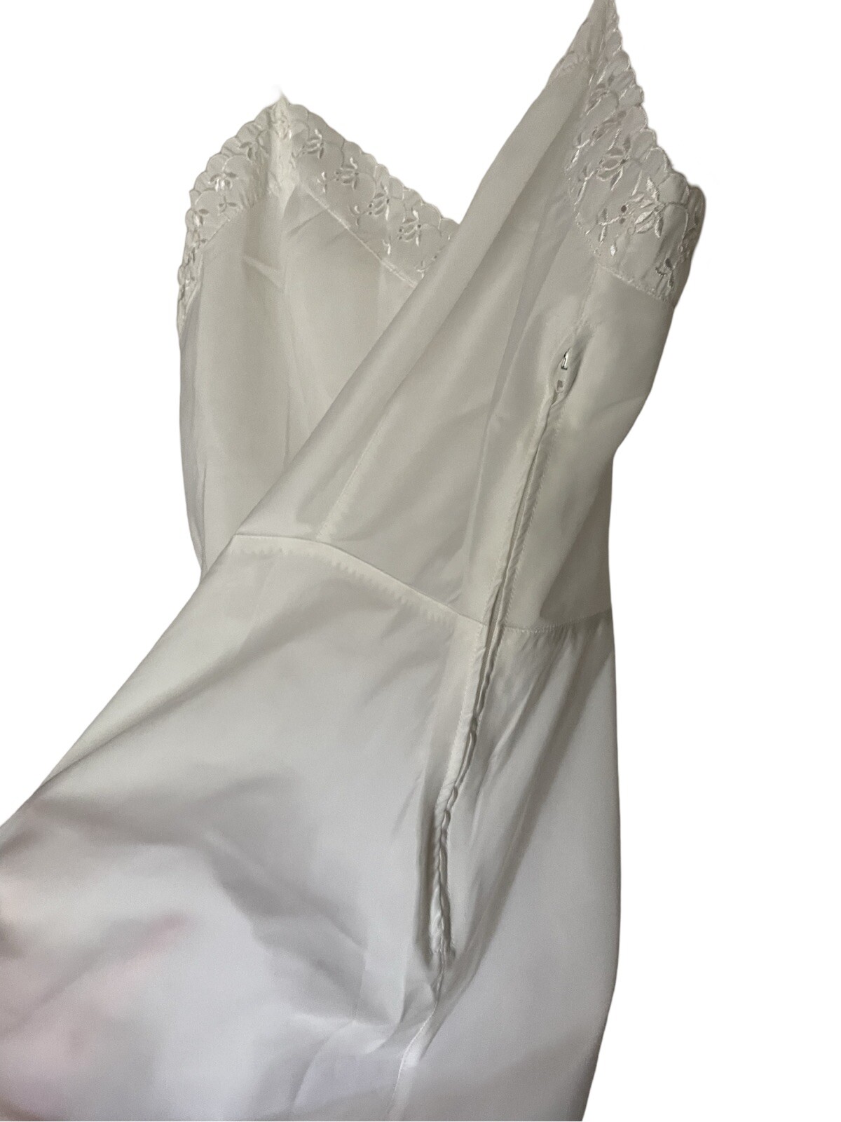 VTG Ariel Barbizon Slip Tafredda White Adjustable Eyelet Trim Side Zip Sz 14