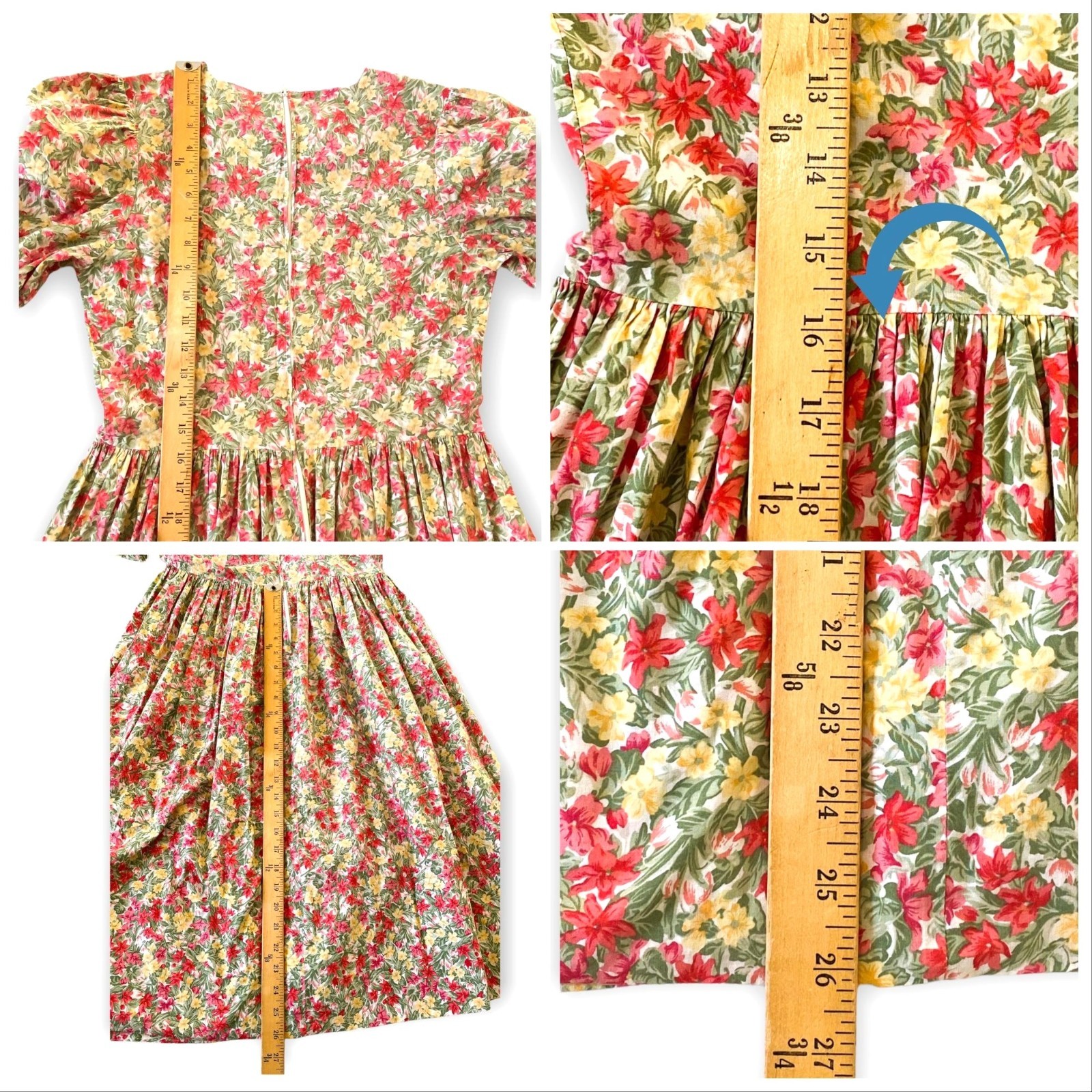Vintage Laura Ashley Floral Cotton Tea Dress UK10 US6 Made in Great Britain