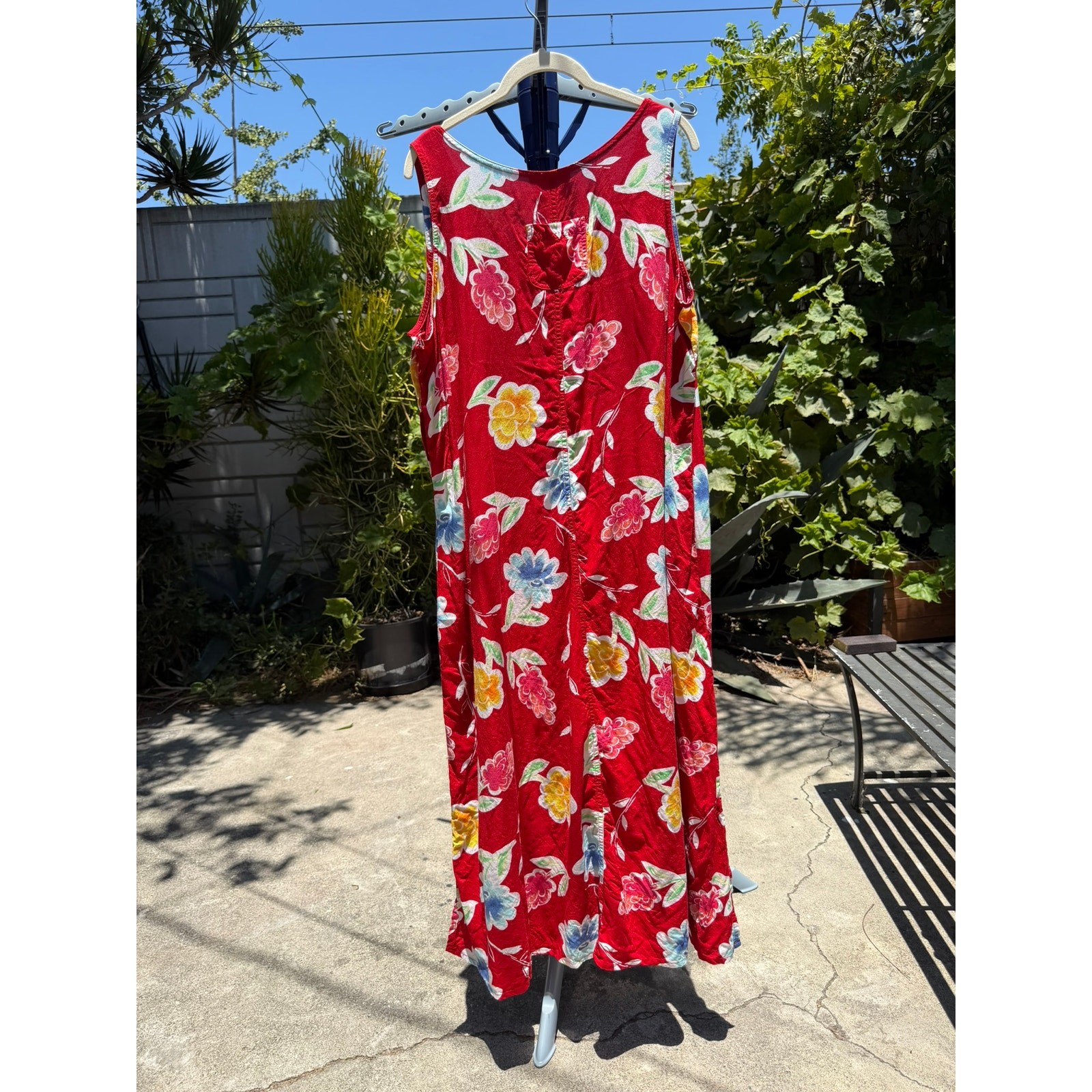Vintage 90s Jennifer Moore Shift Maxi Dress Large Red Floral
