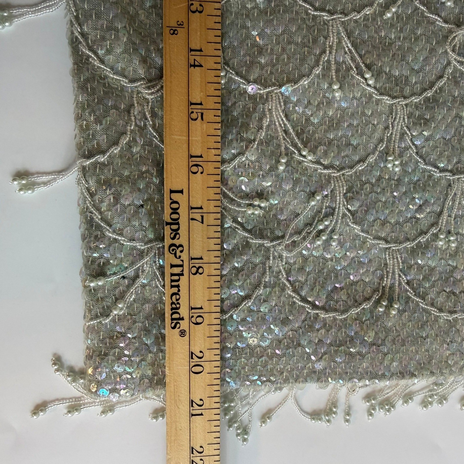 Vintage Beaded Sequin Evening Top Mermaidcore Gatsby Fairy 100% Wool Hong Kong S