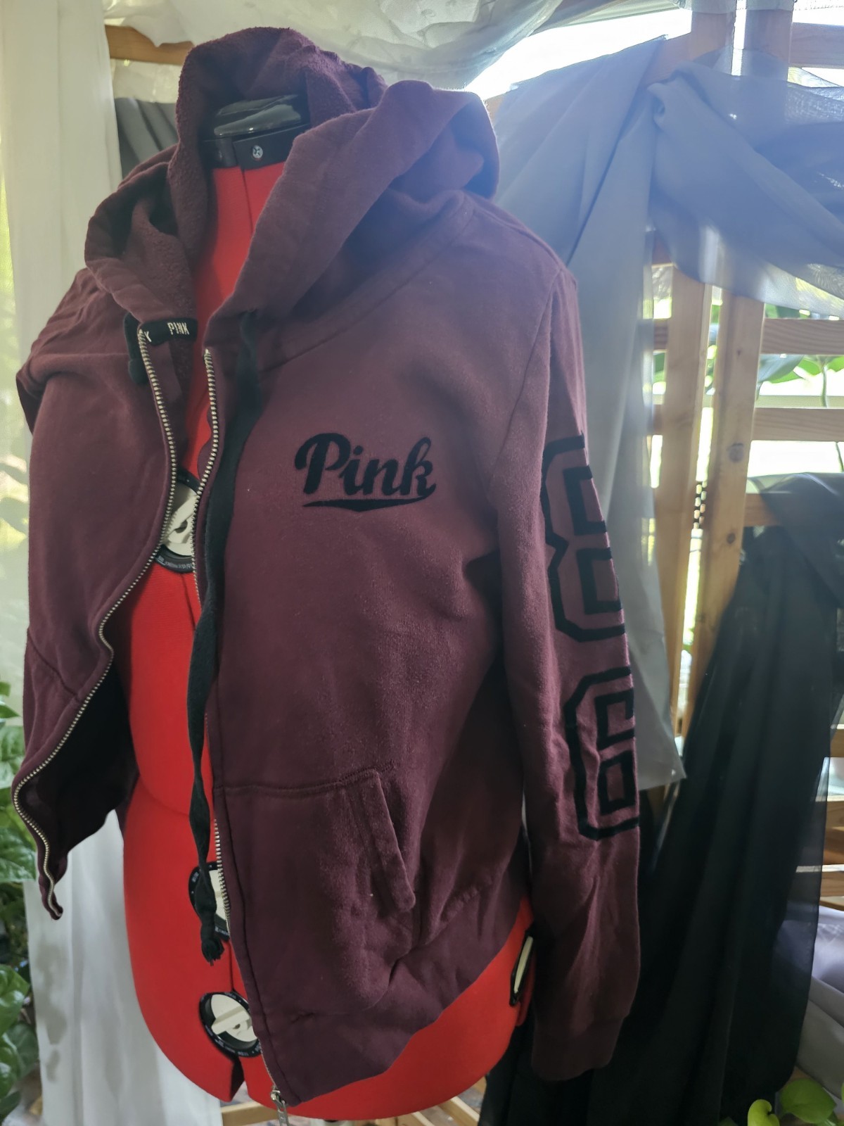 vintage y2k womens clothing Pink large burgandy hoodie