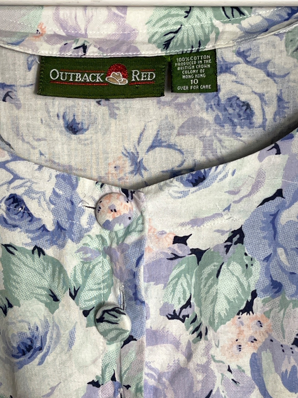 Vtg Outback Red Dress Blue Floral Cottagecore Romantic 80s Wedding Guest Wom 10