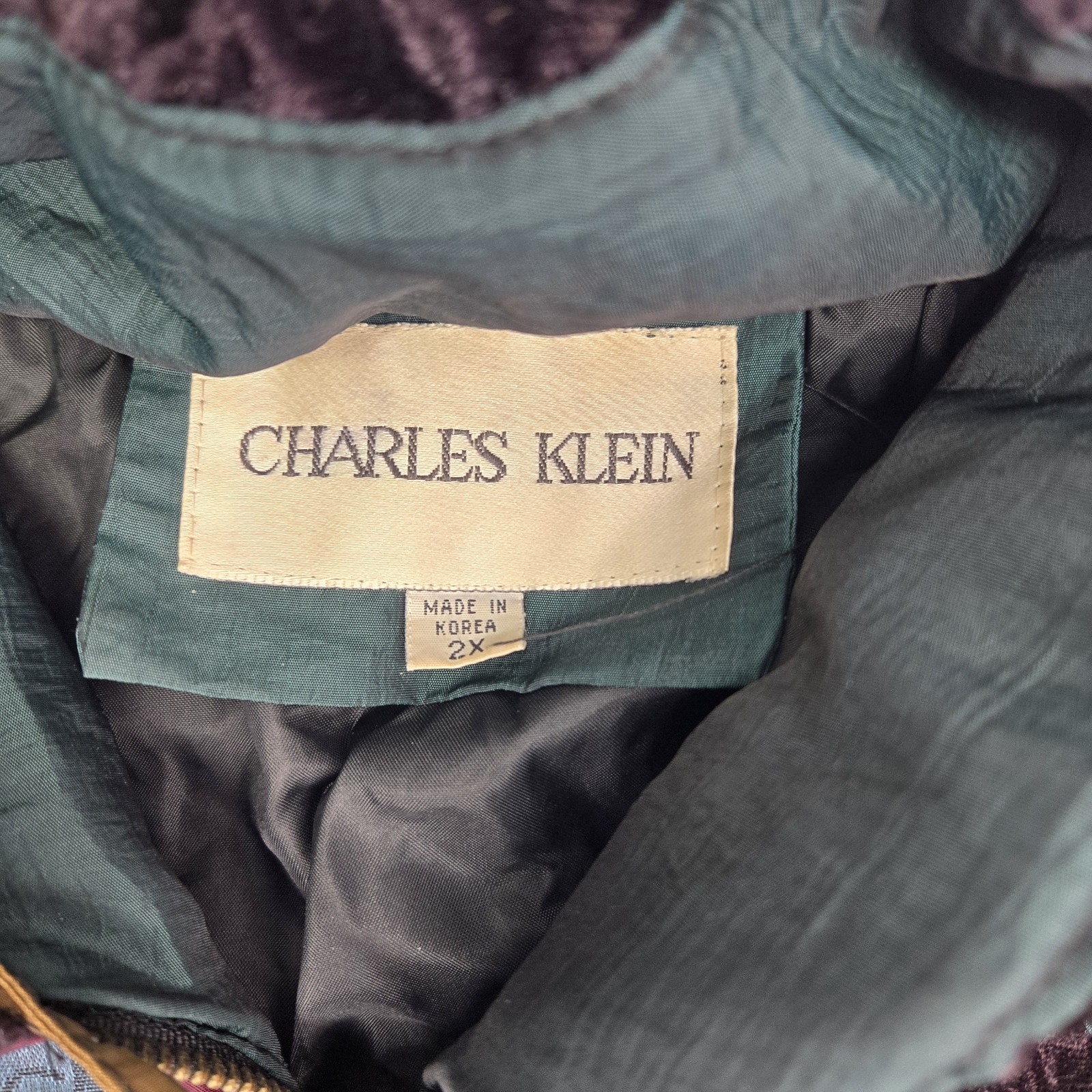 Vintage Charles Klein Women’s Jacket 2X Colorblock Patchwork 80s 90s