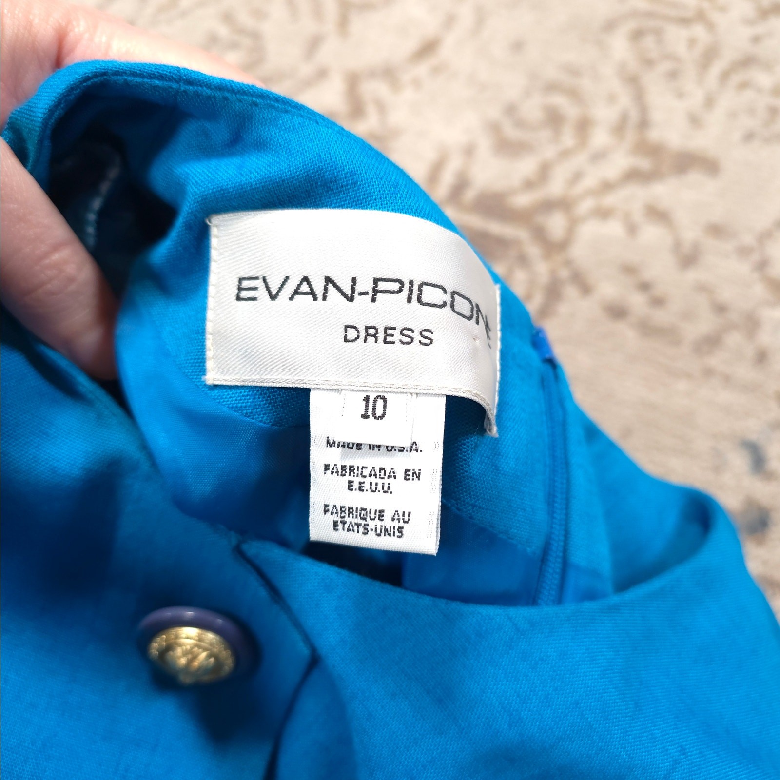 Vintage Evan-Picone Layered Dress Button Detail Women Size 10 Rayon/Flax Blend