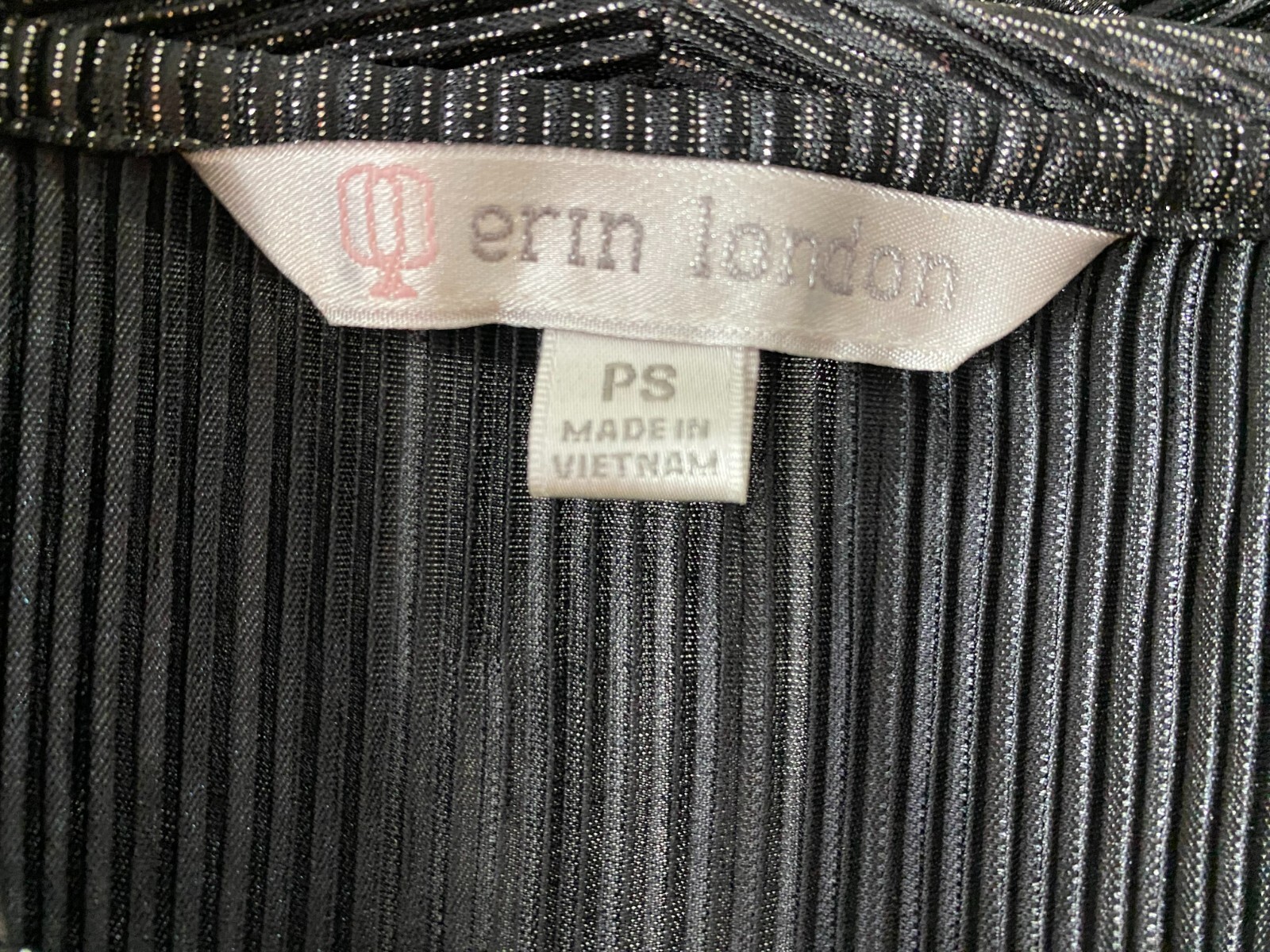 1990 Party Blouse/Cowl Collar-M-Black/Silver Metallc-Erin London-MWT-GLITZY-SALE
