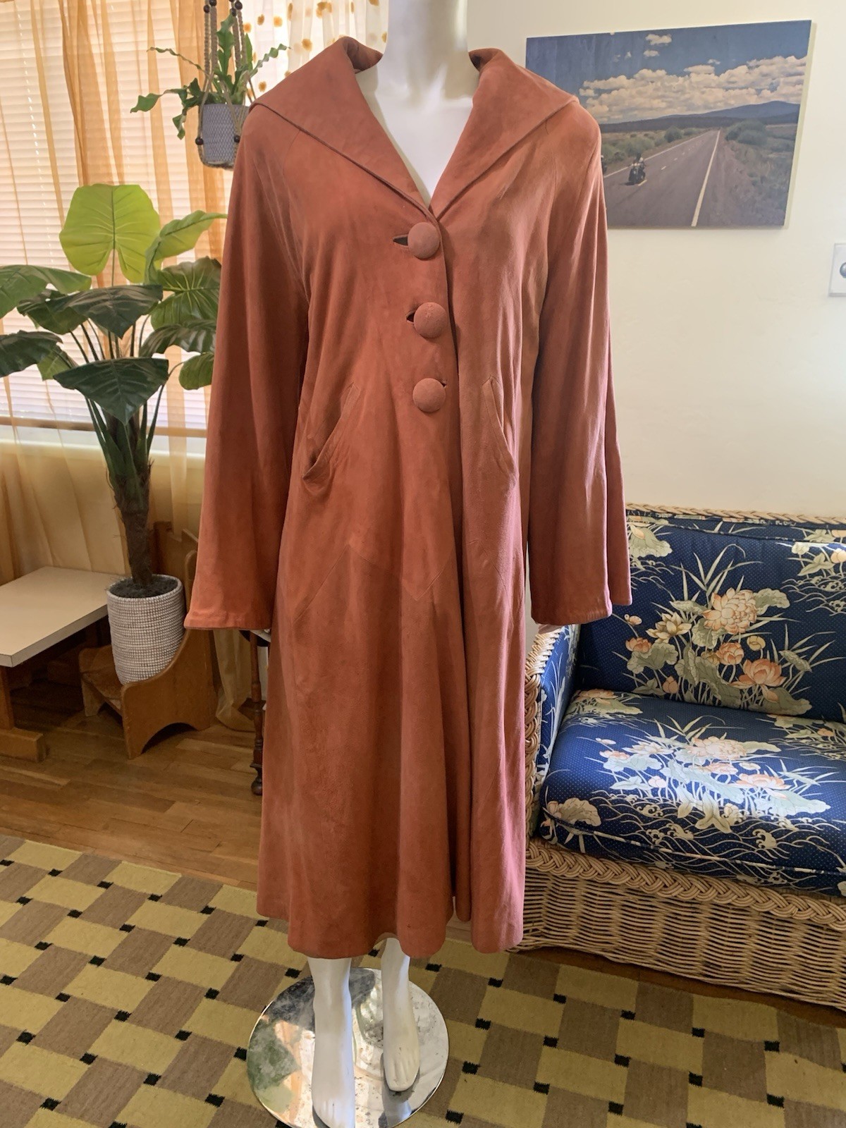 1930s 1940s RARE vintage Hudson Bay Fur Company Suede Leather CORAL Coat Jacket