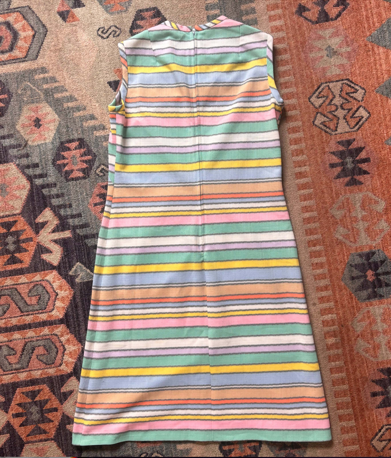 Vintage rainbow striped shift dress