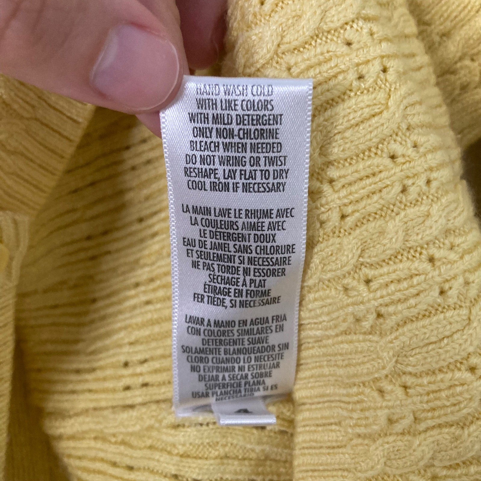 Vintage Petite Sophisticate Yellow Cable Knit Cardigan Sweater Coastal Large