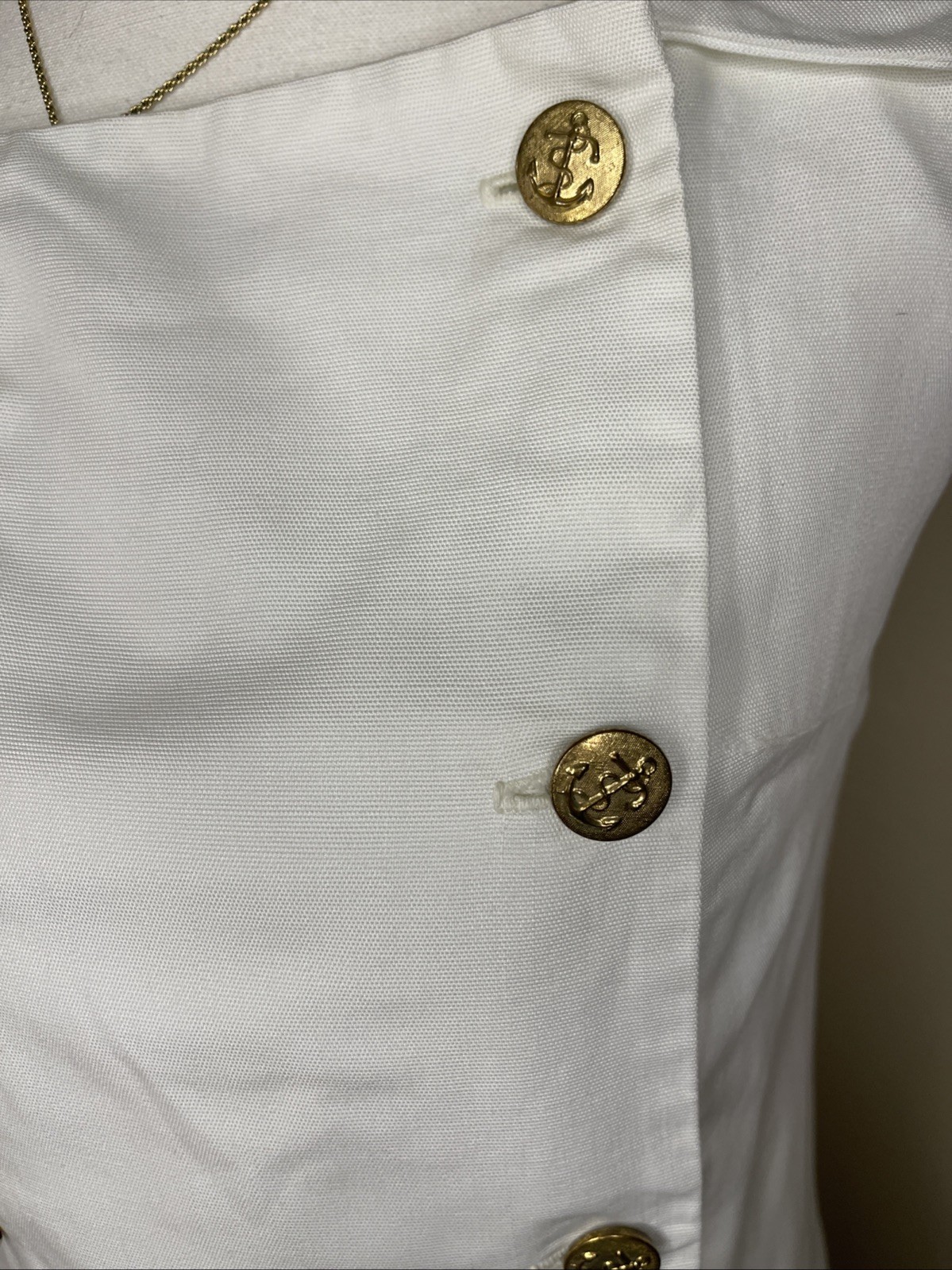 Vintage Thermo Jac Nautical Sailor Dress White Gold Button Pleated