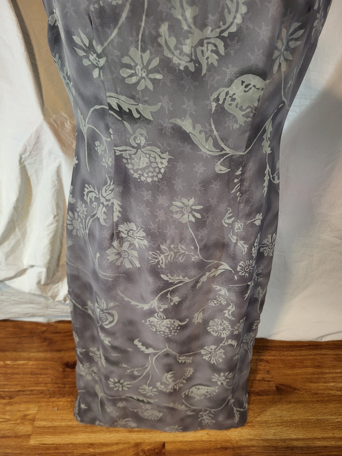 Vintage Mica Size 6 Gray Floral Midi Dress Y2K Grunge