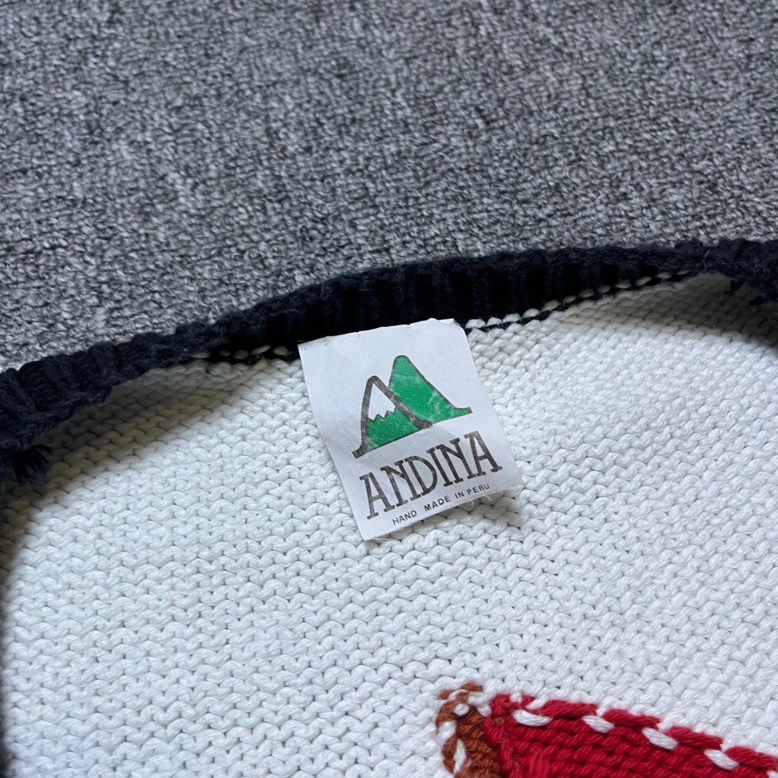 Vintage Andina Golf Cardigan Sweater XL White Green Knit Intarsia Cotton 90s