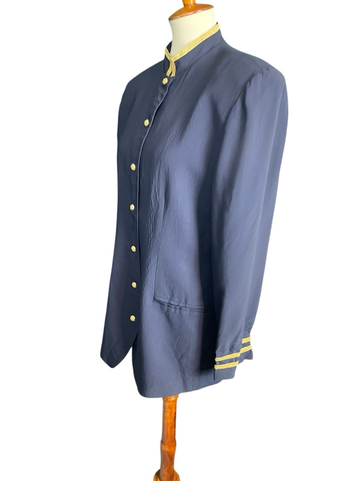 Vintage Et Al By Ronnie Rosado Blue Military Style Blouse Size 12 80s 90s Style