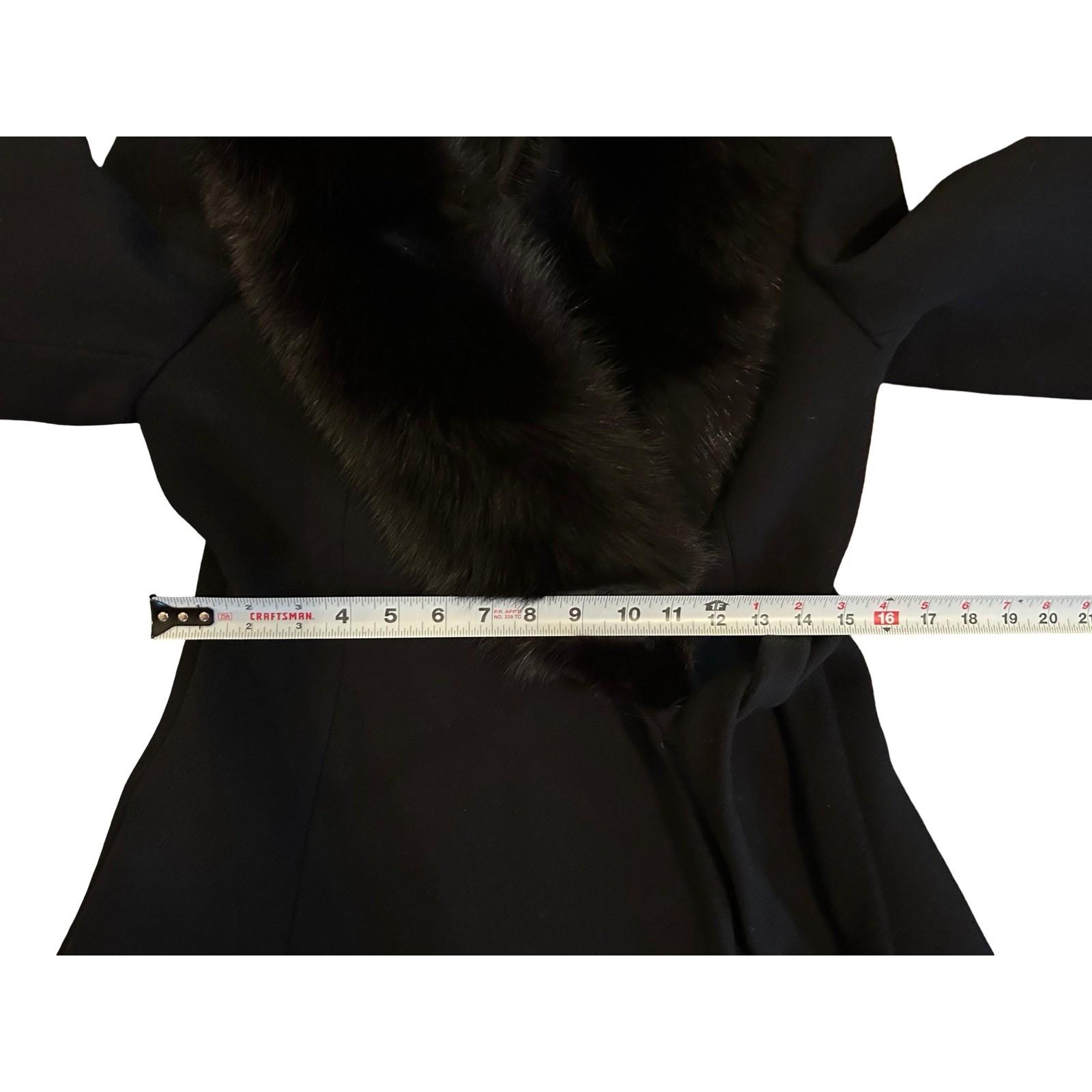Vtg Fox Fur Black Wool Skirted Coat Pinup Bombshell Soft Girl Old Money Romantic