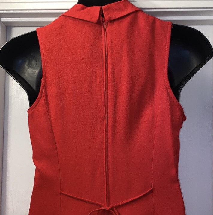 Vintage! Boulevard DE Paris Red Collared Halter Dress Size 14