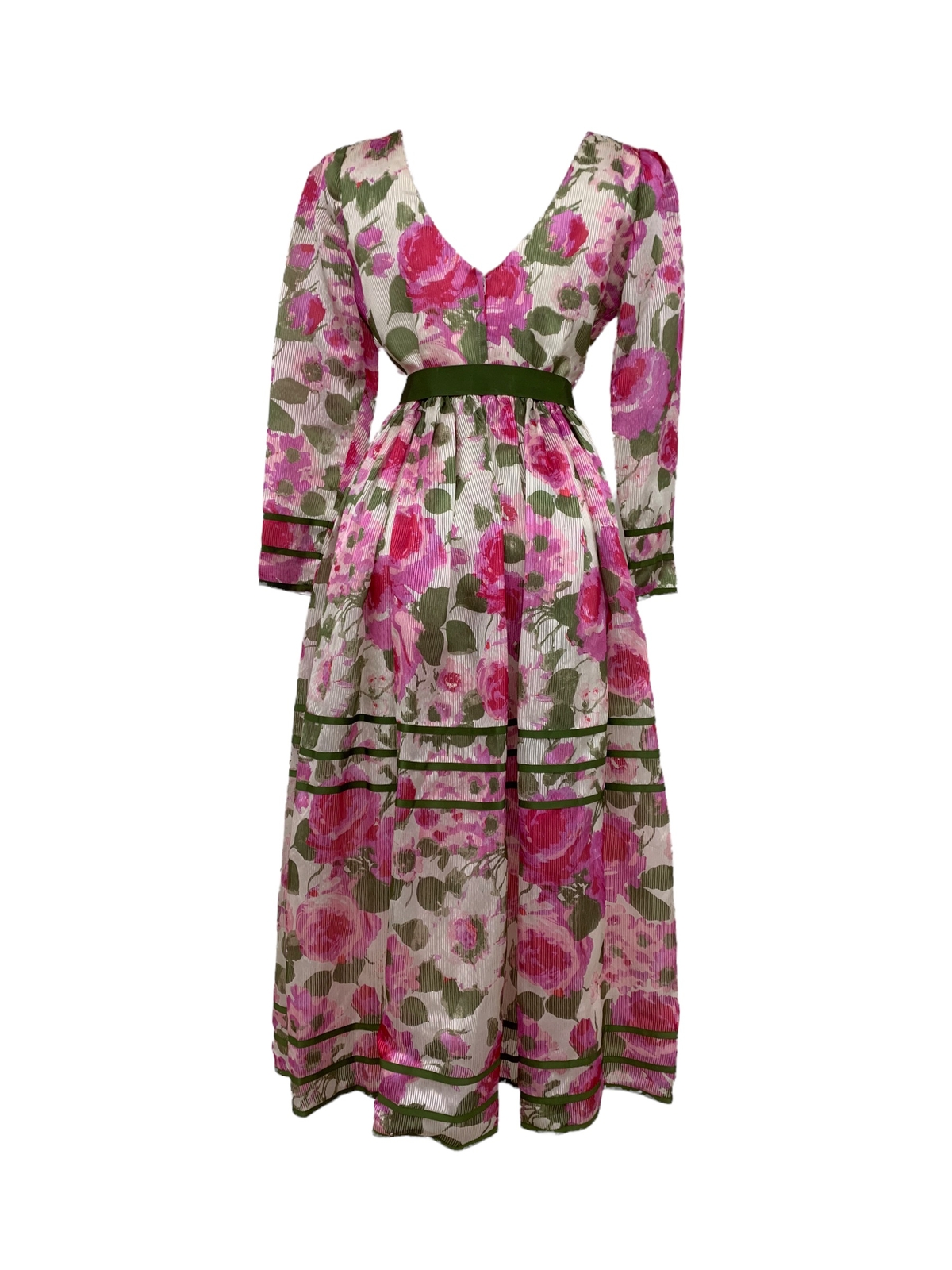 Vtg Vintage 1970s 70s William Pearson Garden Party Floral Sleeved Gown